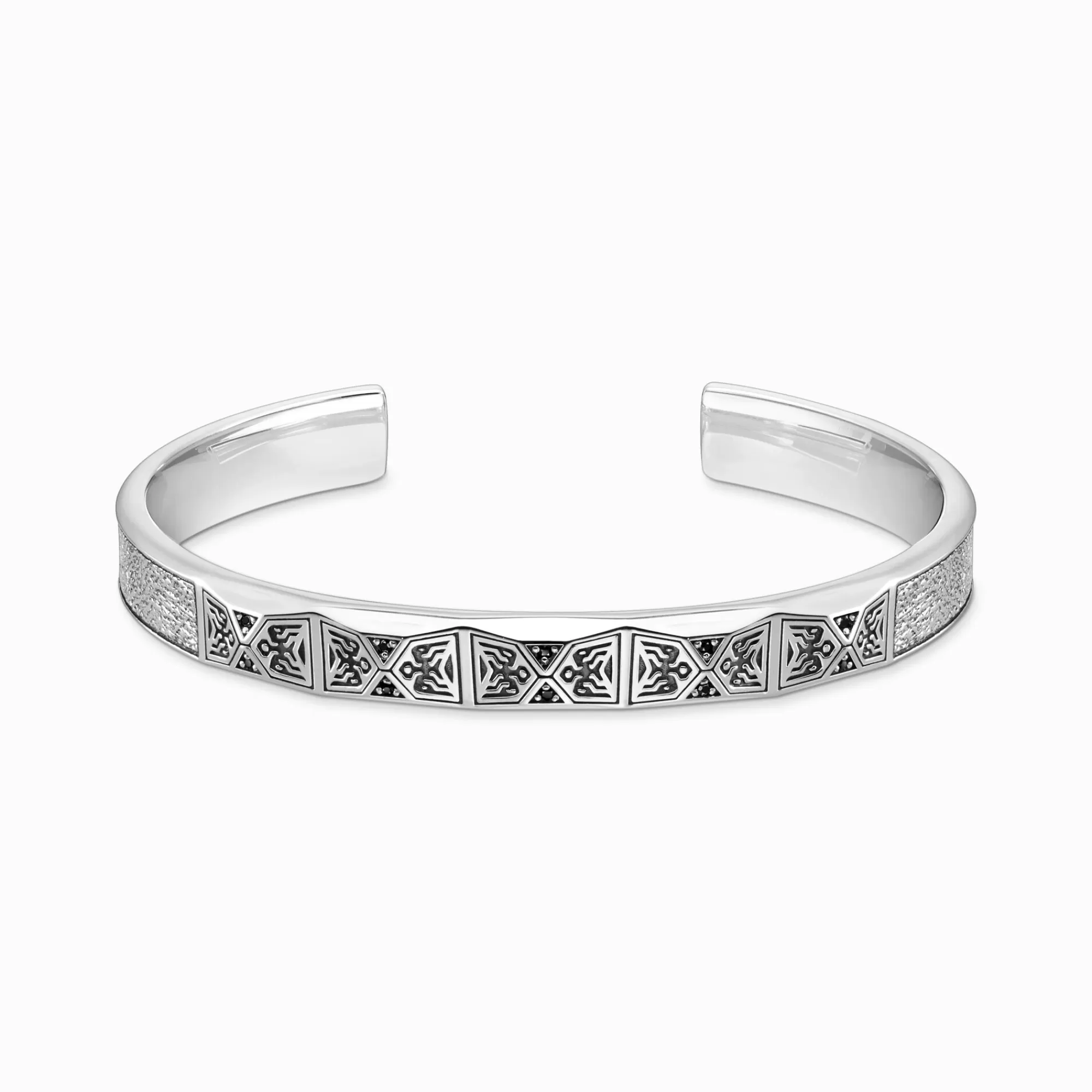 THOMAS SABO Bangle faceted design with black stones silver-Women Bangles | Bangles