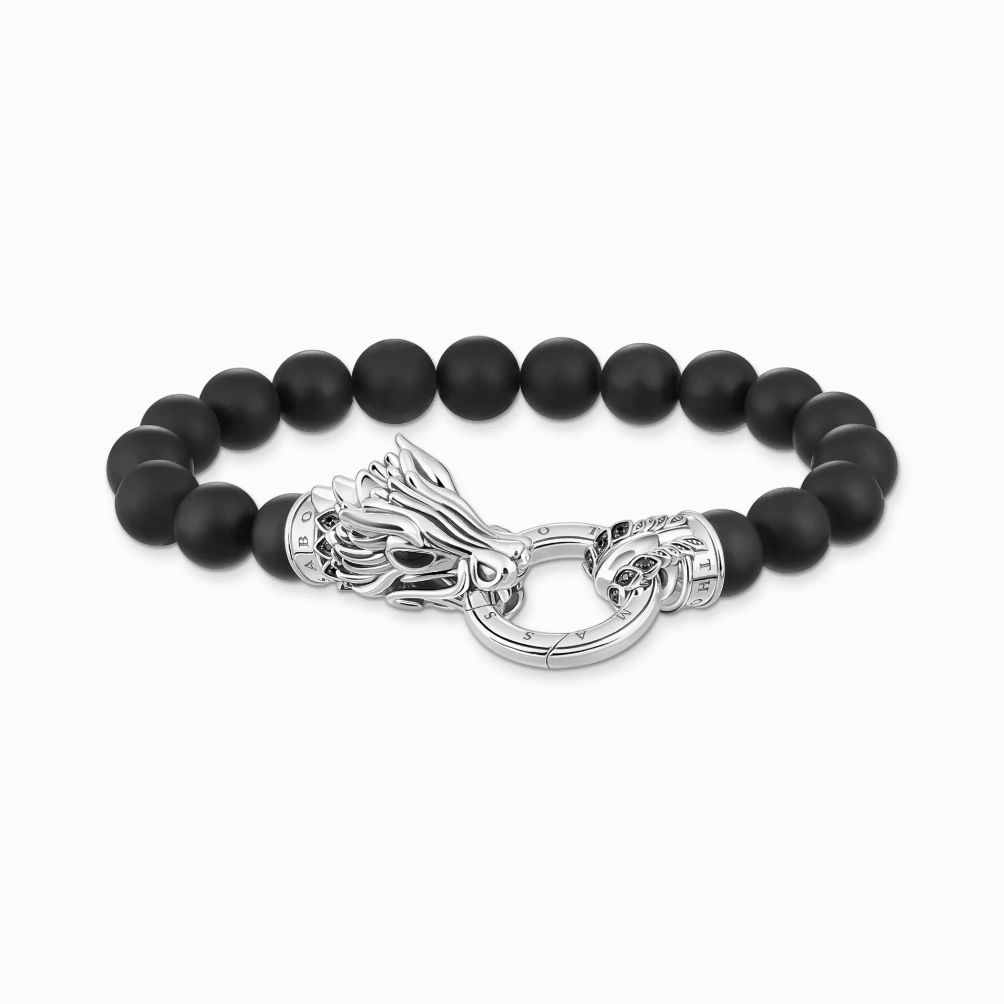 THOMAS SABO Bracelet with black obsidian beads and dragon clasp-Women Bracelets | 925 Silver