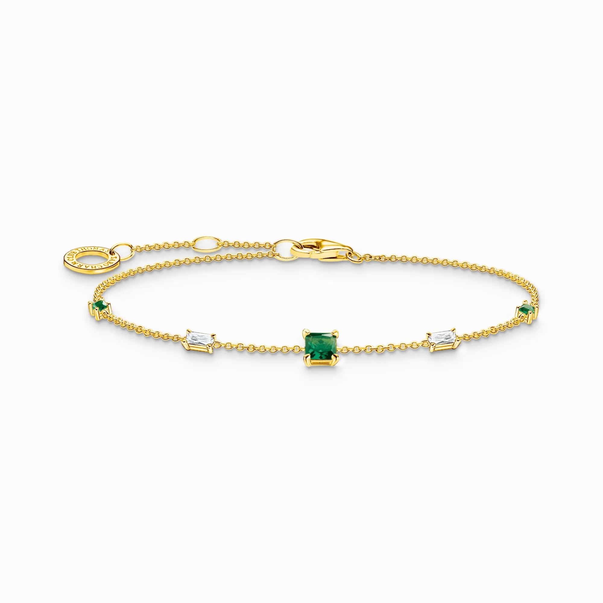 THOMAS SABO Bracelet with green and white stones gold-Women Bracelets | 18-Carat Gold-Plating - 925 Silver