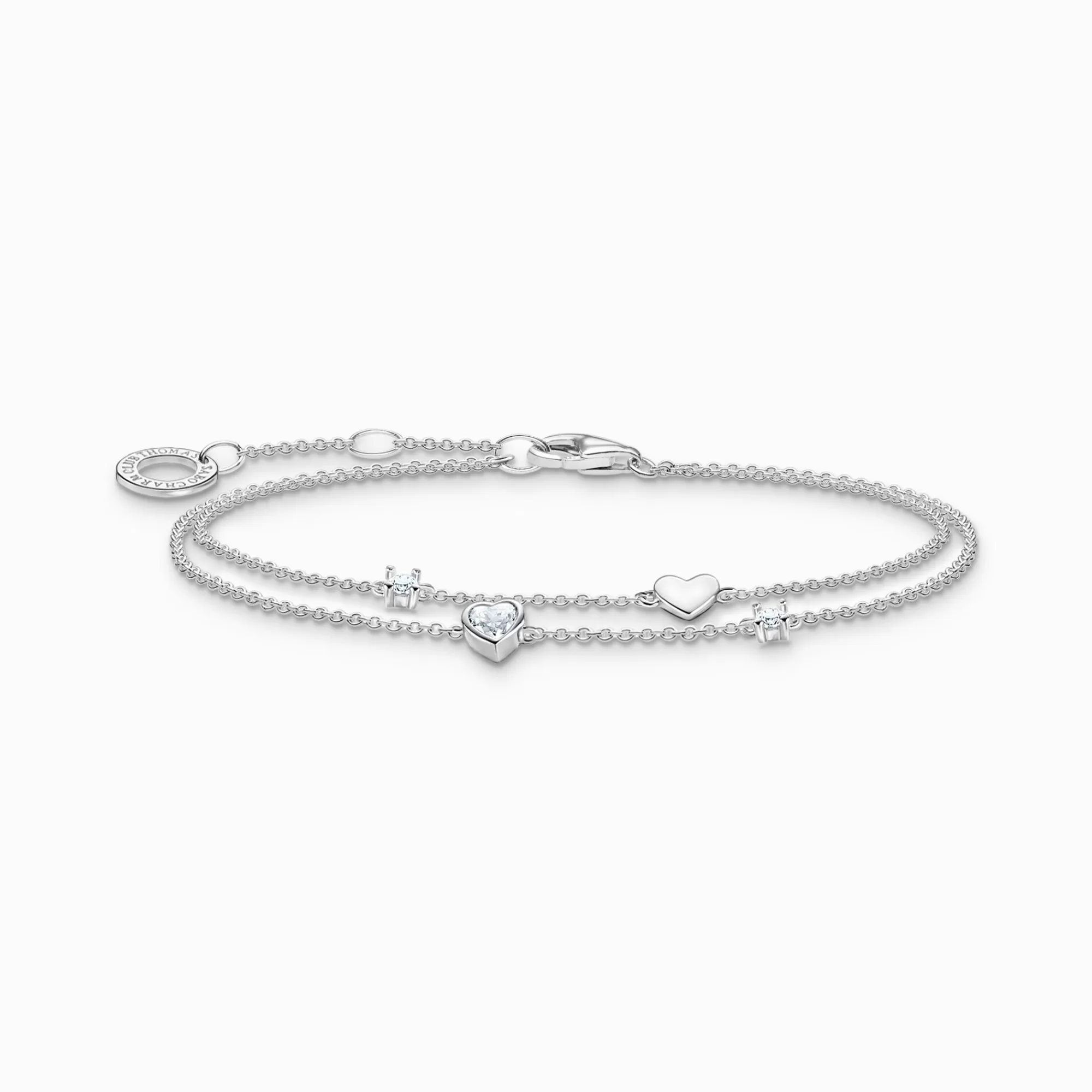 THOMAS SABO Bracelet with hearts and white stones silver-Women Bracelets | 925 Silver