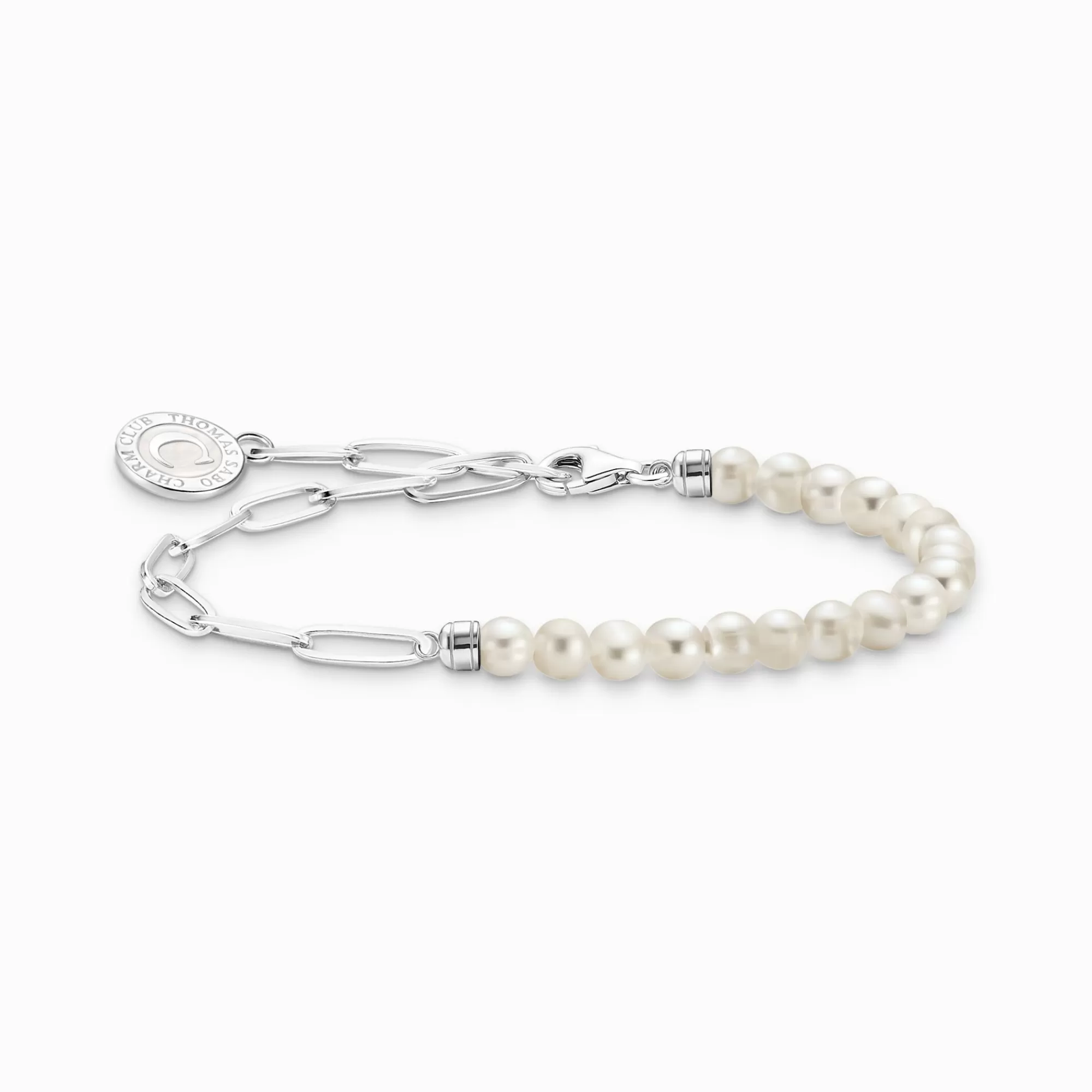 THOMAS SABO Charm bracelet with white pearls and Coin silver-Women Charm Bracelets | Charm Bracelets