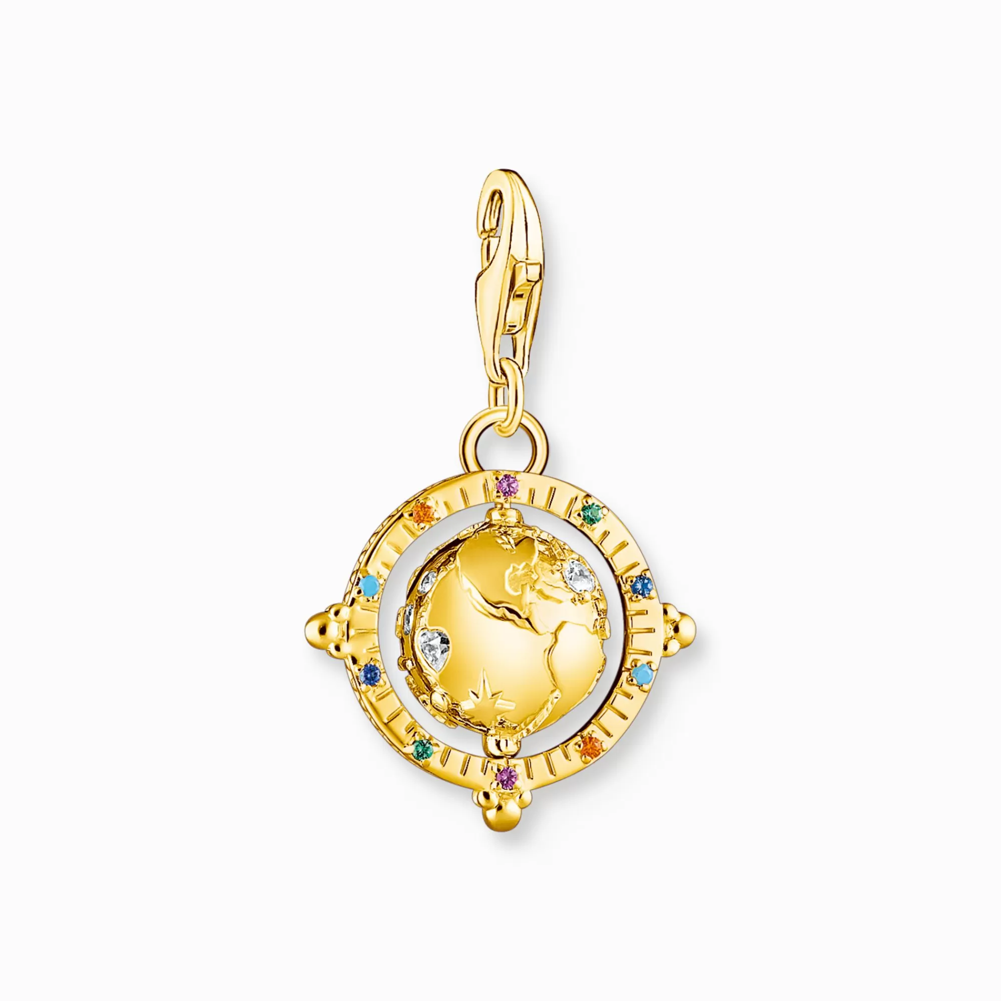 THOMAS SABO Charm pendant colourful globe gold plated-Women Charms | Charms