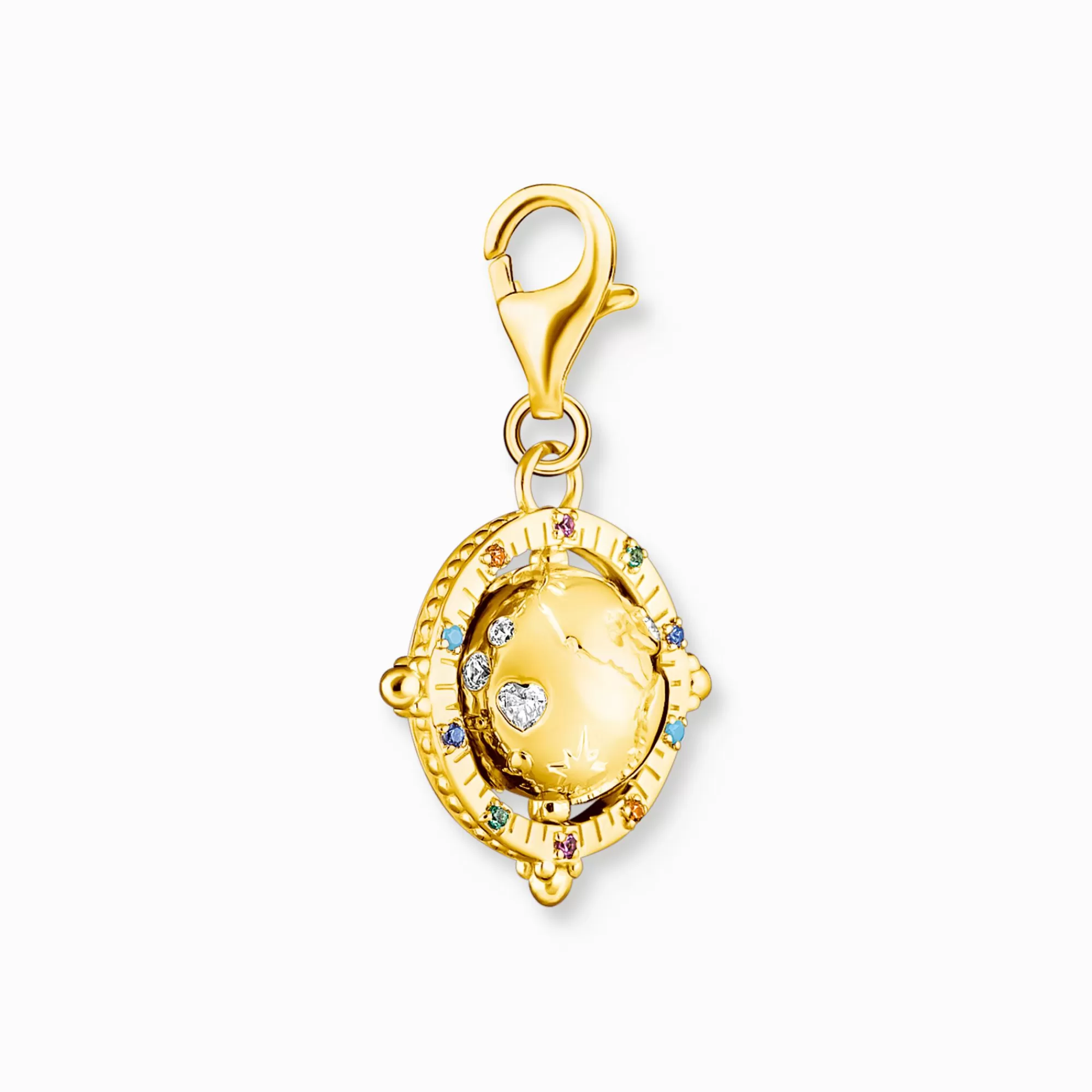 THOMAS SABO Charm pendant colourful globe gold plated-Women Charms | Charms