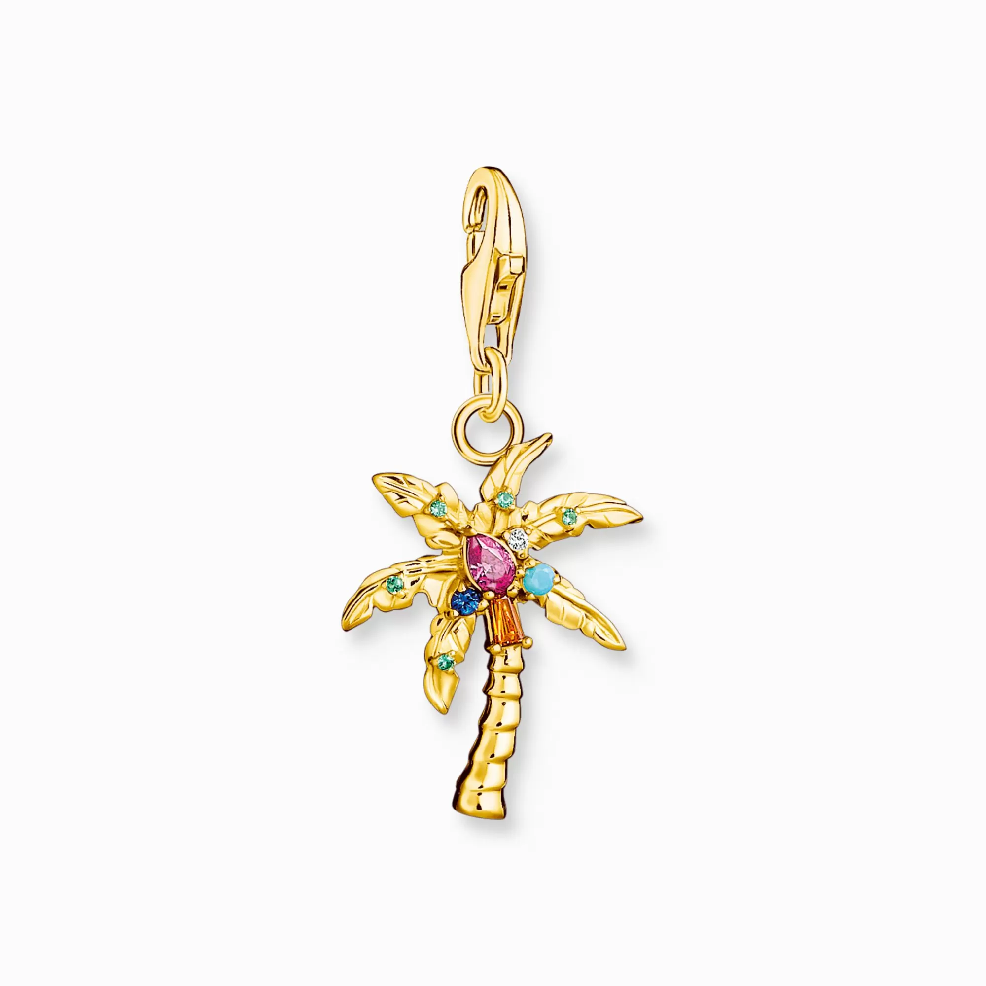 THOMAS SABO Charm pendant colourful palm tree gold plated-Women Charms | Charms