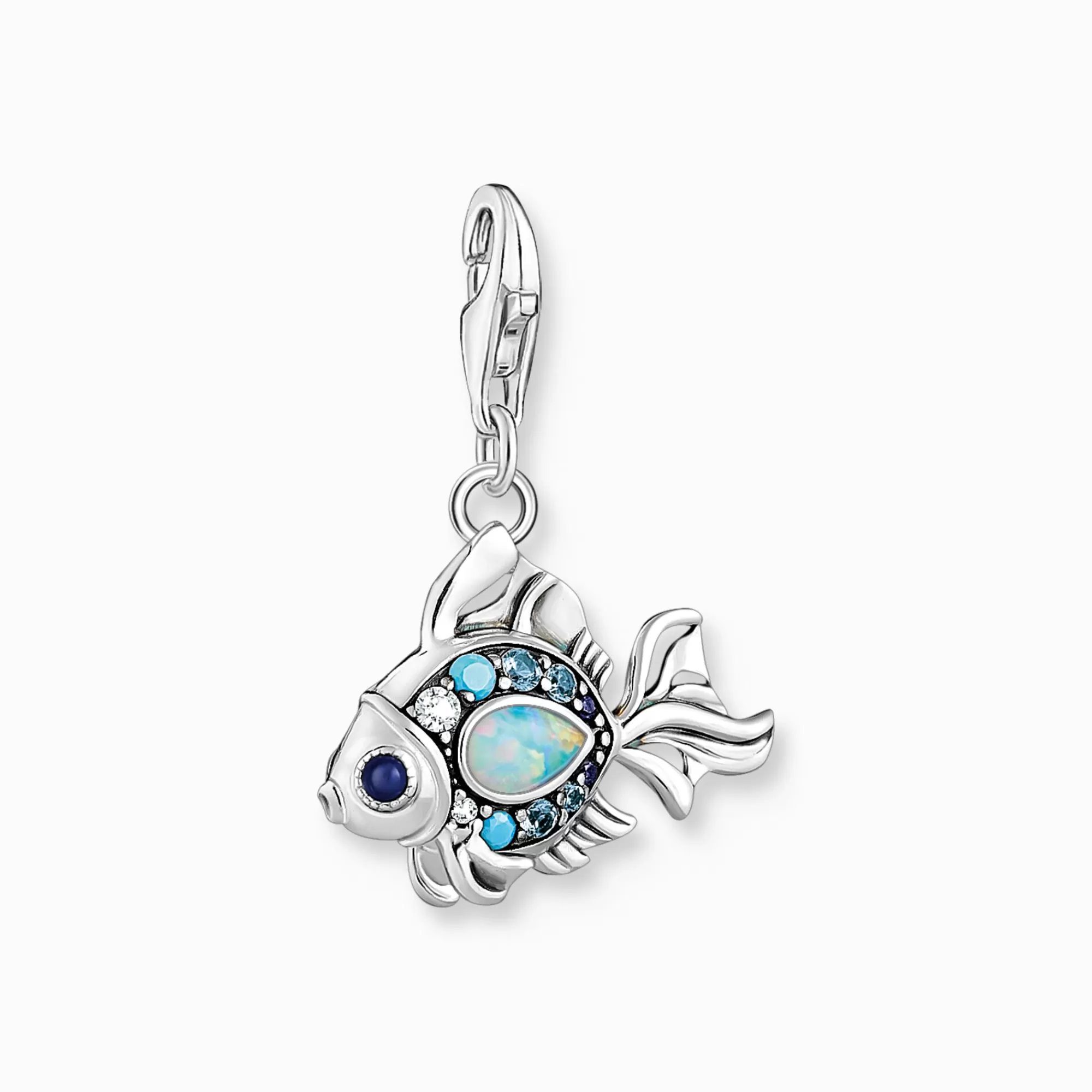 THOMAS SABO Charm pendant fish with blue stones silver-Women Charms | Charms