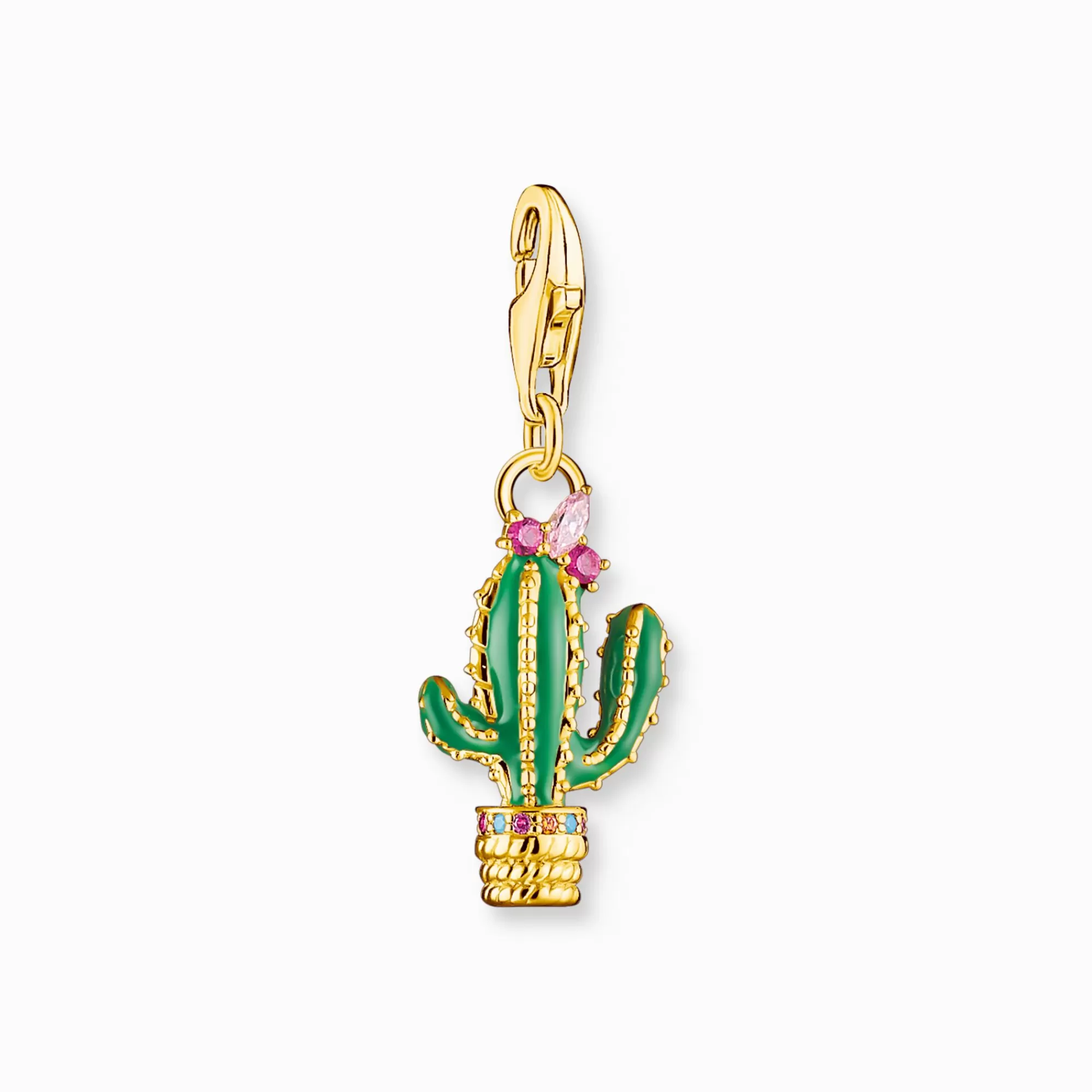 THOMAS SABO Charm pendant green cactus gold plated-Women Charms | Charms