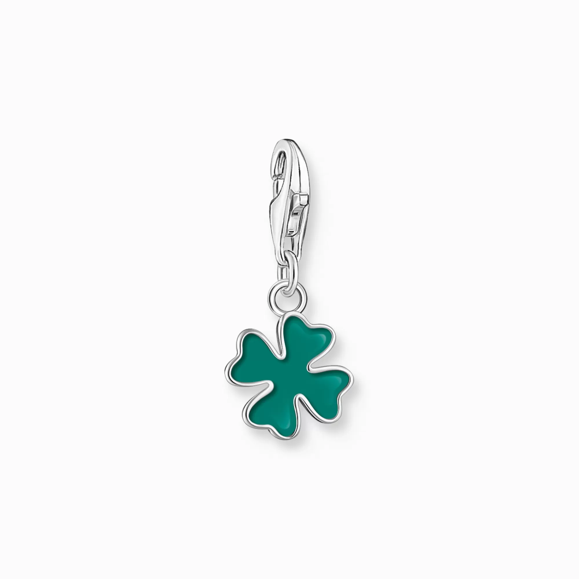 THOMAS SABO Charm pendant green cloverleaf silver-Women Charms | Charms