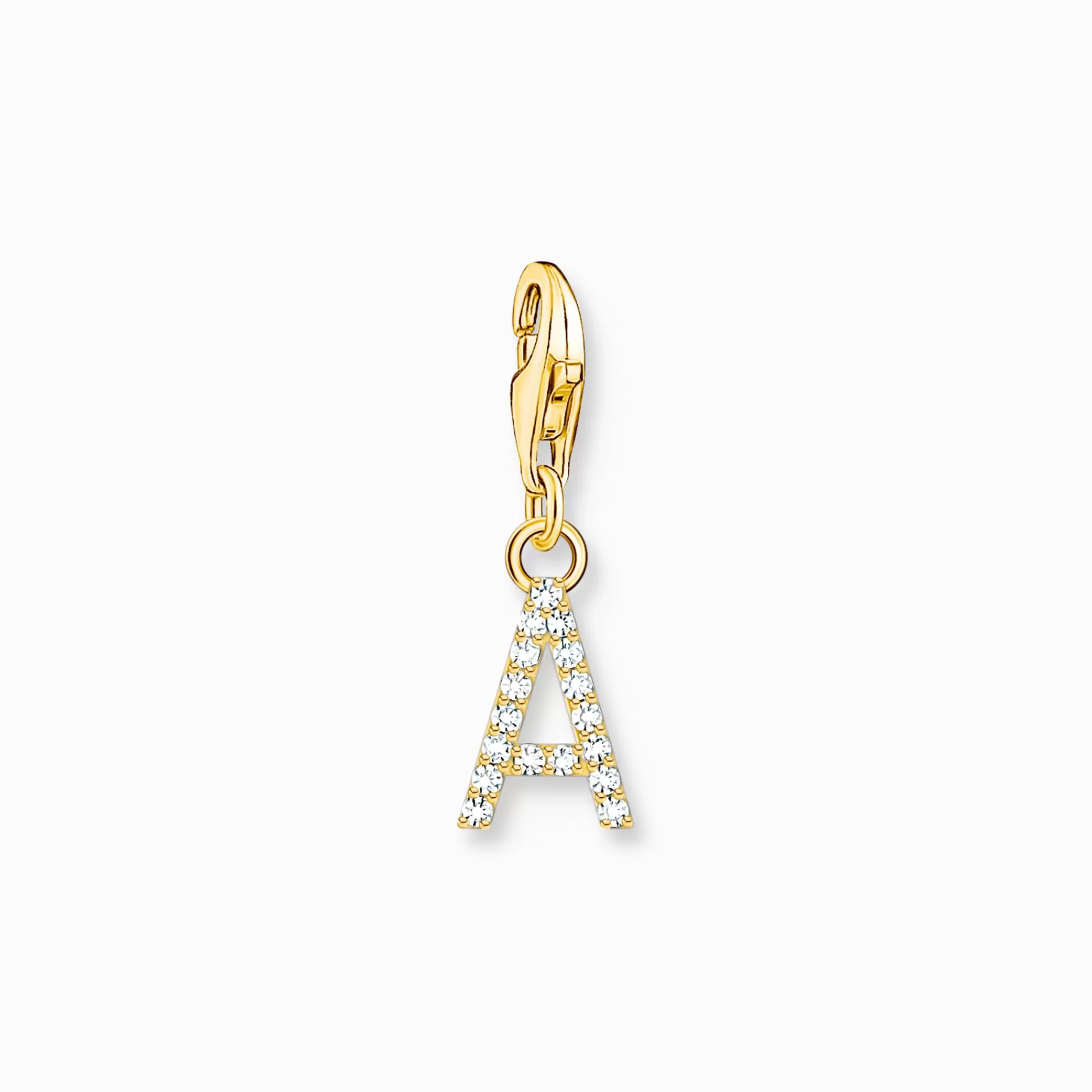 THOMAS SABO Charm pendant letter A with white stones gold plated-Women Charms | Charms