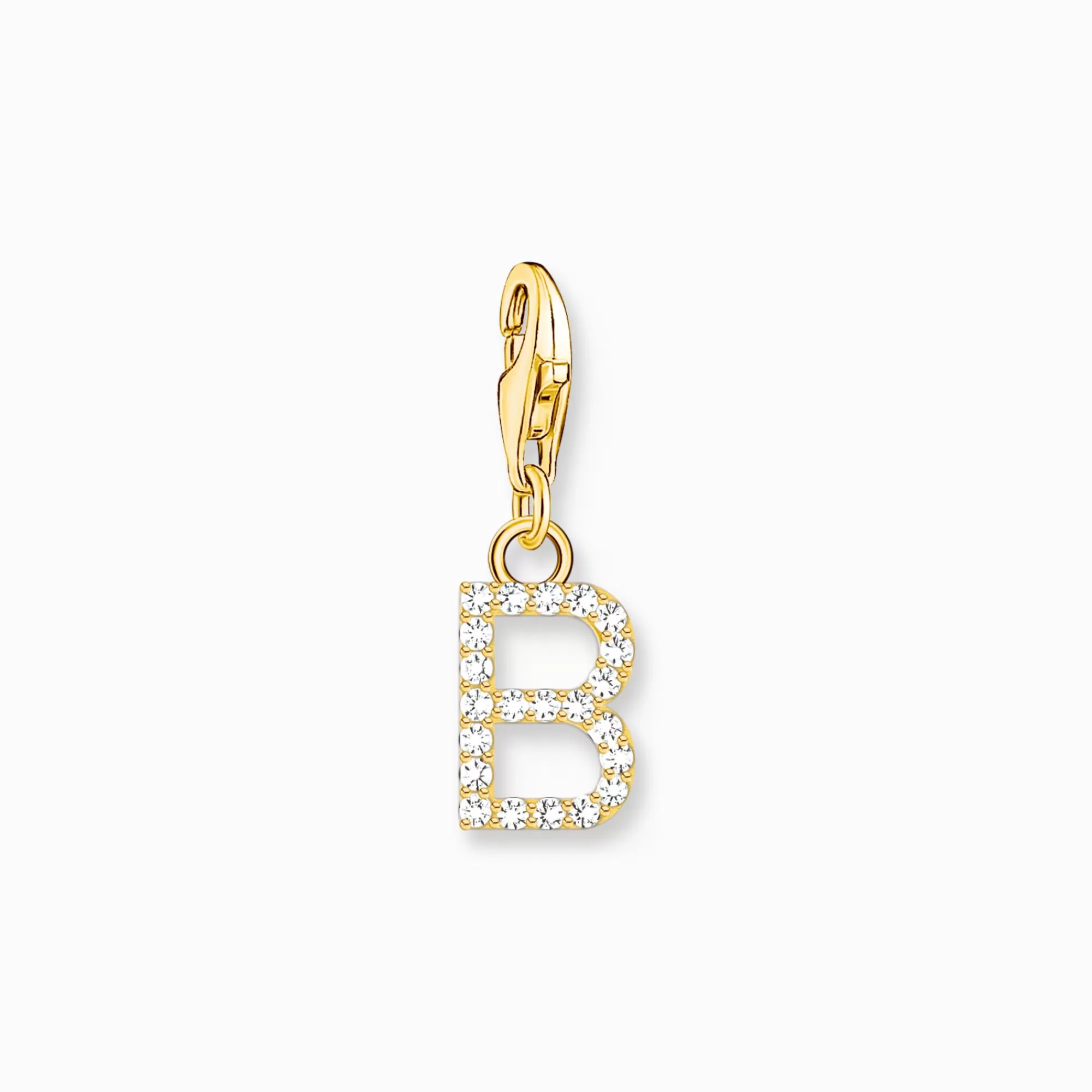 THOMAS SABO Charm pendant letter B with white stones gold plated-Women Charms | Charms