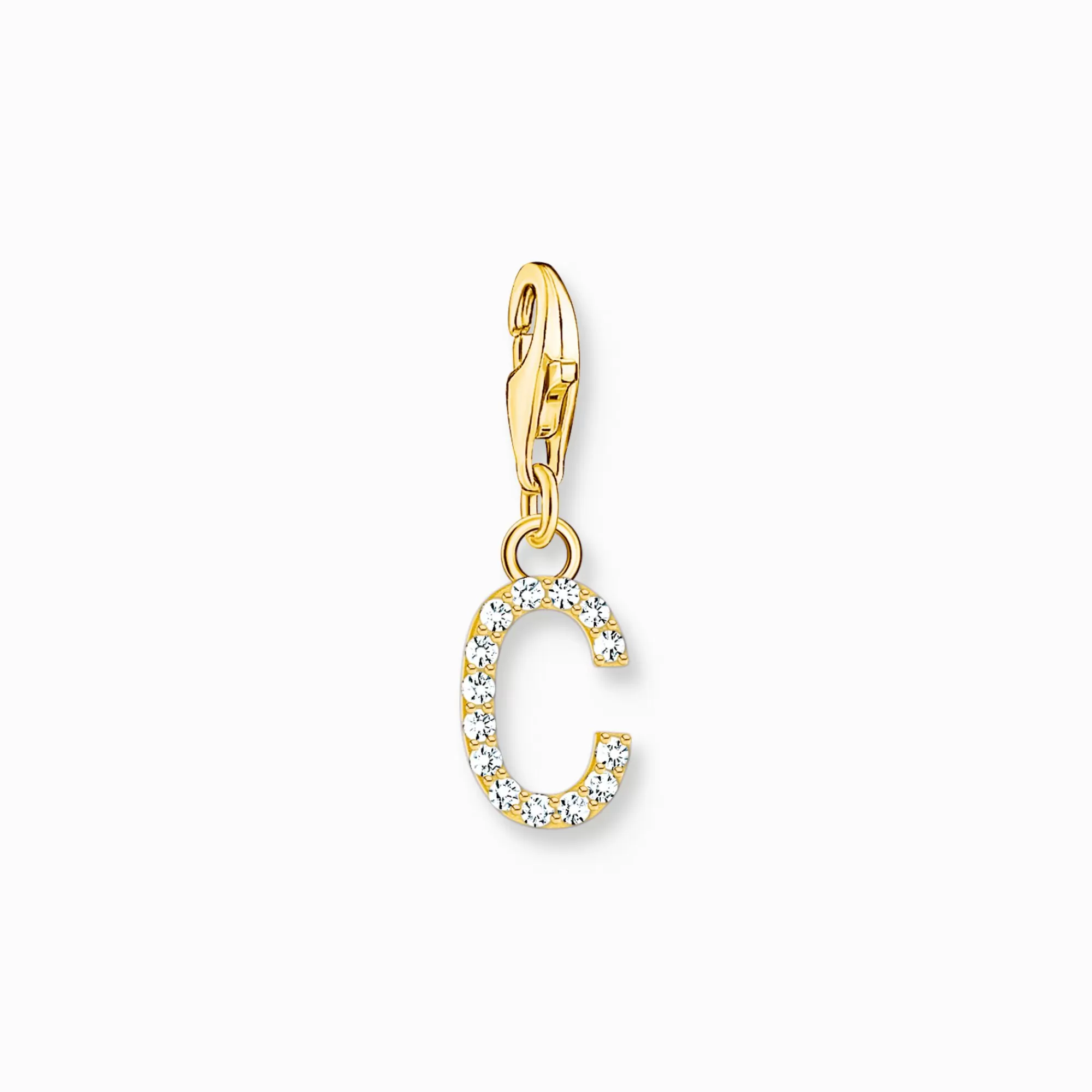 THOMAS SABO Charm pendant letter C with white stones gold plated-Women Charms | Charms