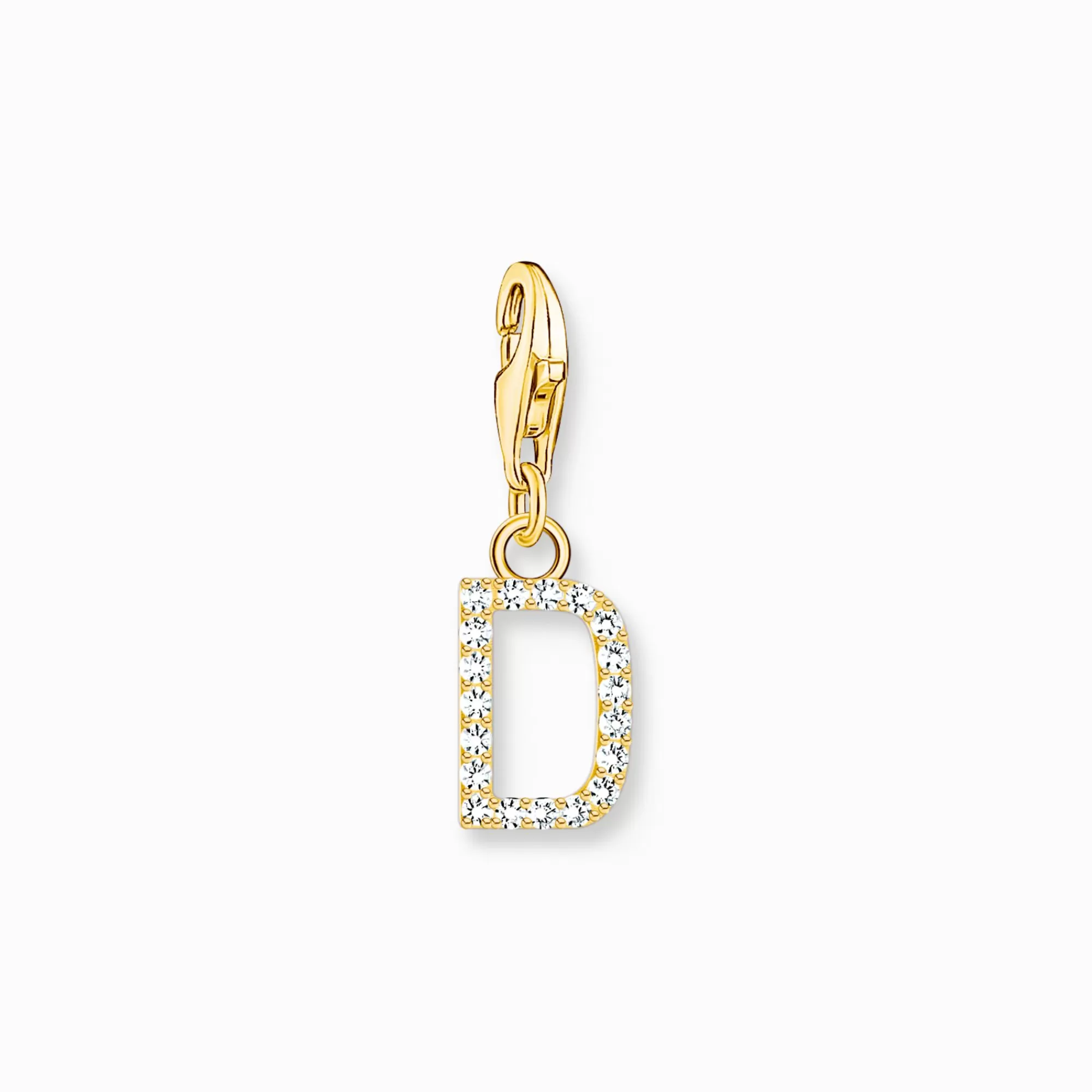 THOMAS SABO Charm pendant letter D with white stones gold plated-Women Charms | Charms