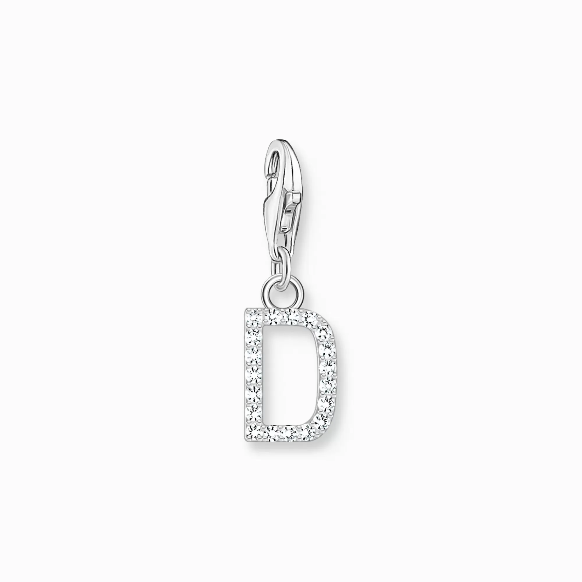 THOMAS SABO Charm pendant letter D with white stones silver-Women Charms | Charms