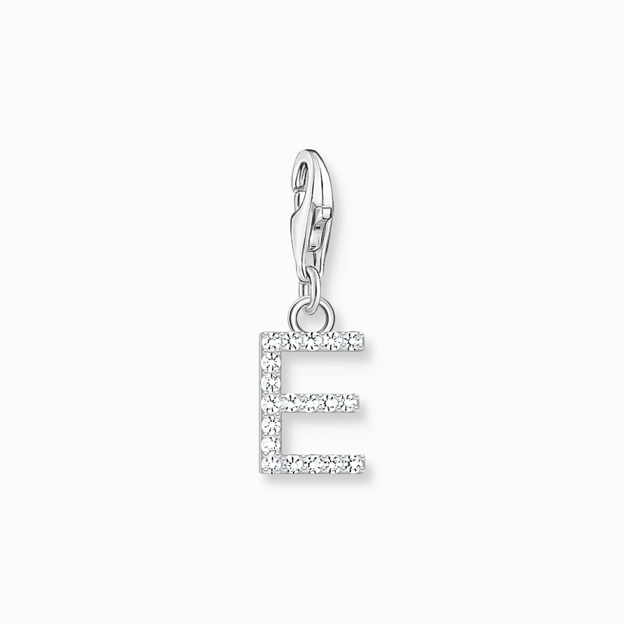 THOMAS SABO Charm pendant letter E with white stones silver-Women Charms | Charms