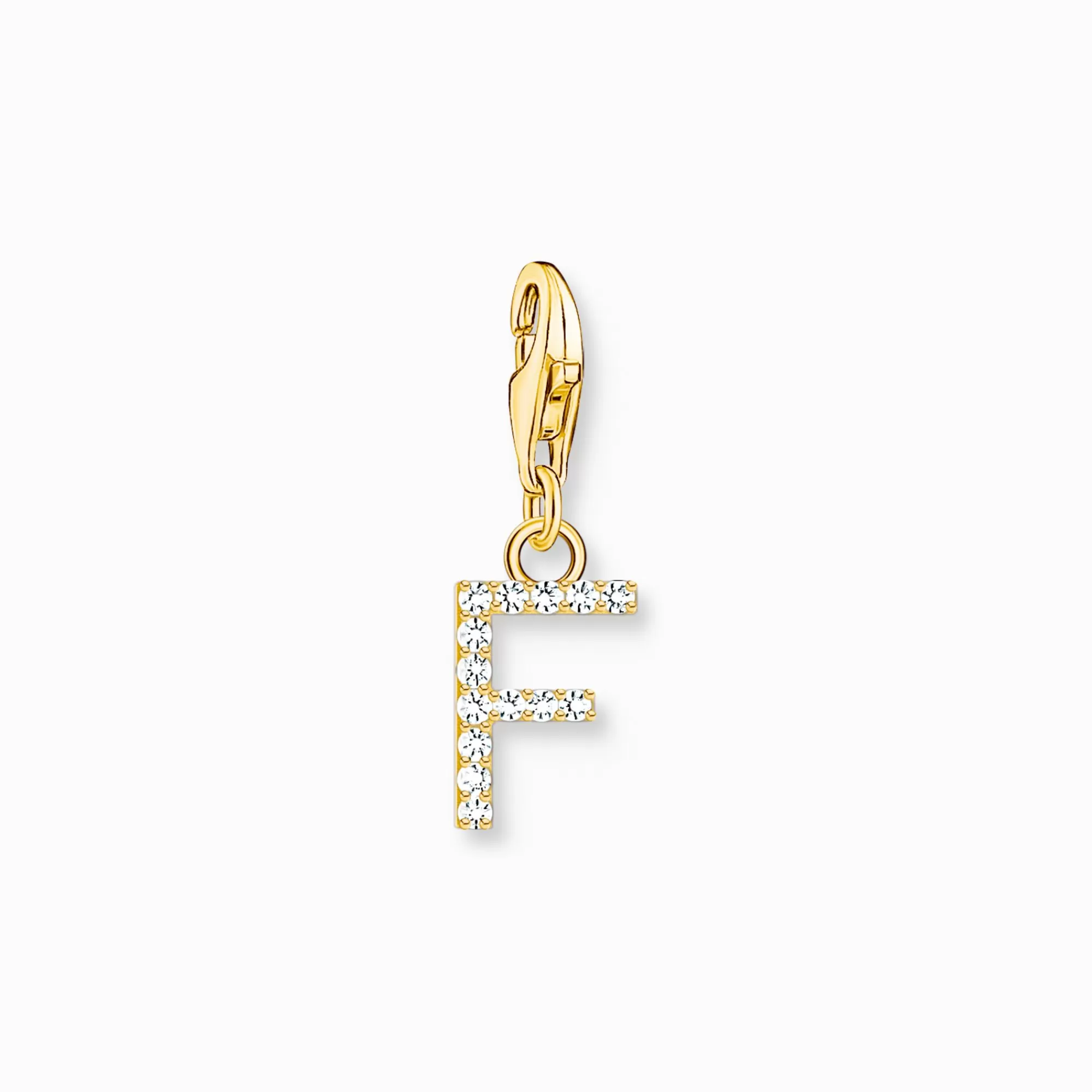 THOMAS SABO Charm pendant letter F with white stones gold plated-Women Charms | Charms