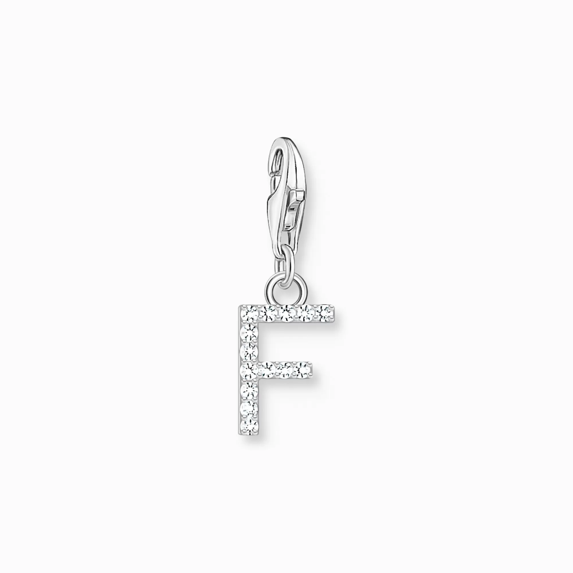 THOMAS SABO Charm pendant letter F with white stones silver-Women Charms | Charms