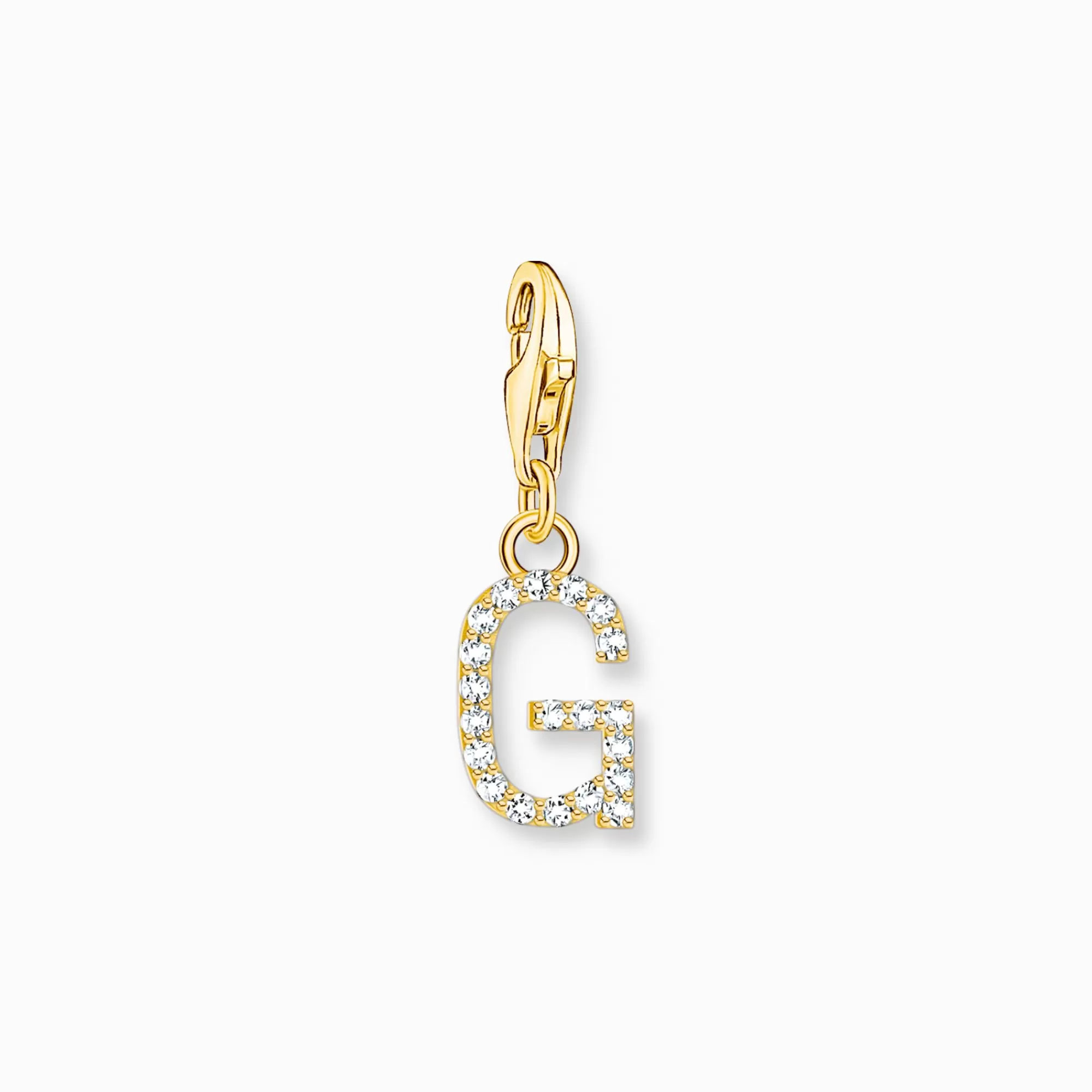 THOMAS SABO Charm pendant letter G with white stones gold plated-Women Charms | Charms