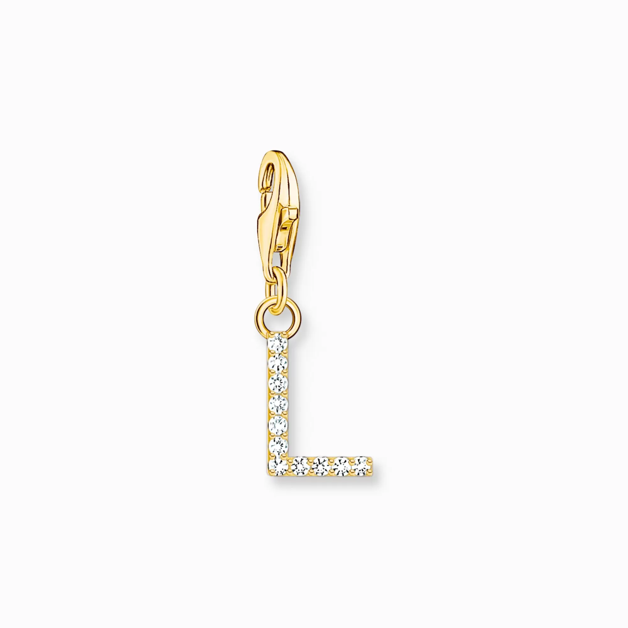 THOMAS SABO Charm pendant letter L with white stones gold plated-Women 18-Carat Gold-Plating - 925 Silver