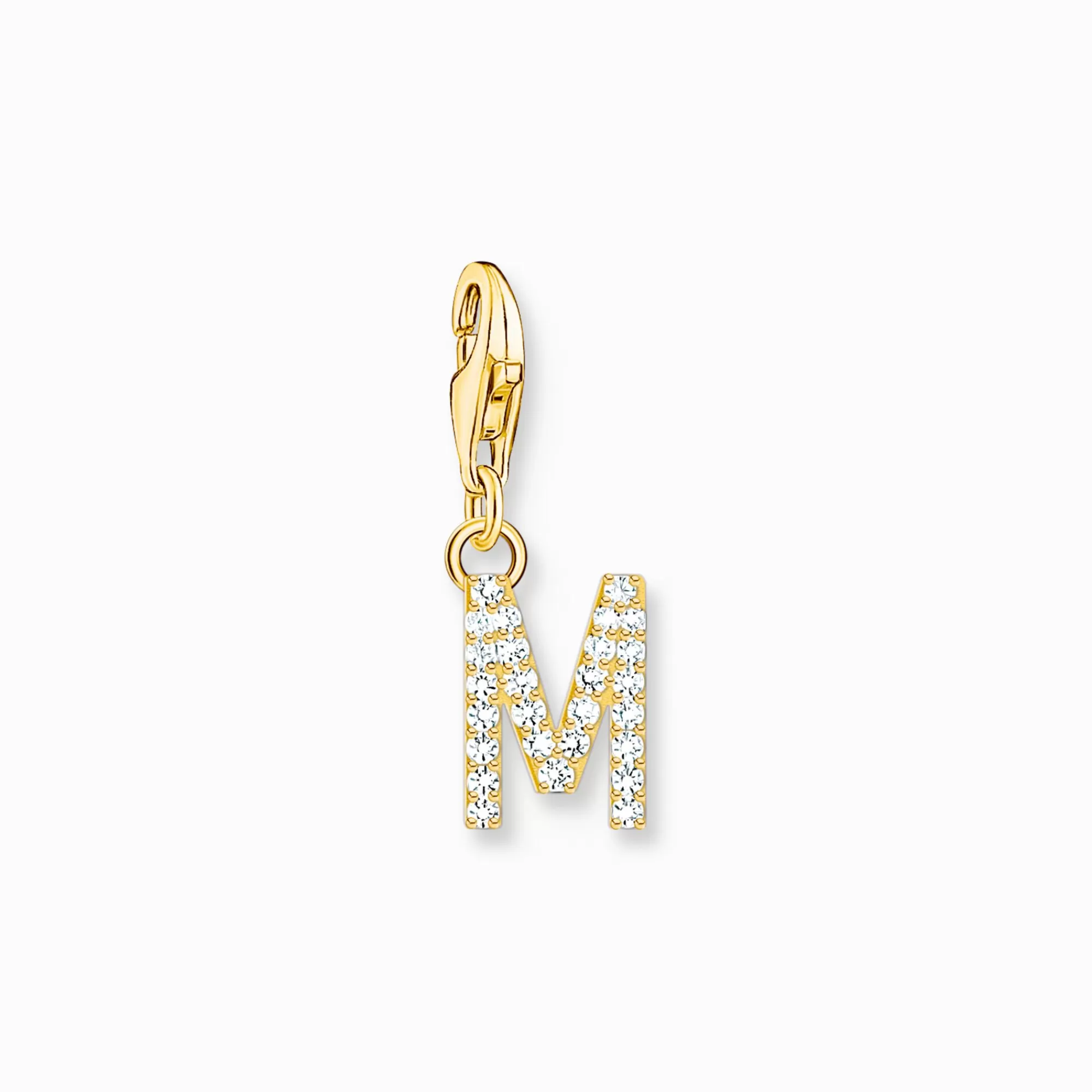 THOMAS SABO Charm pendant letter M with white stones gold plated-Women Charms | Charms