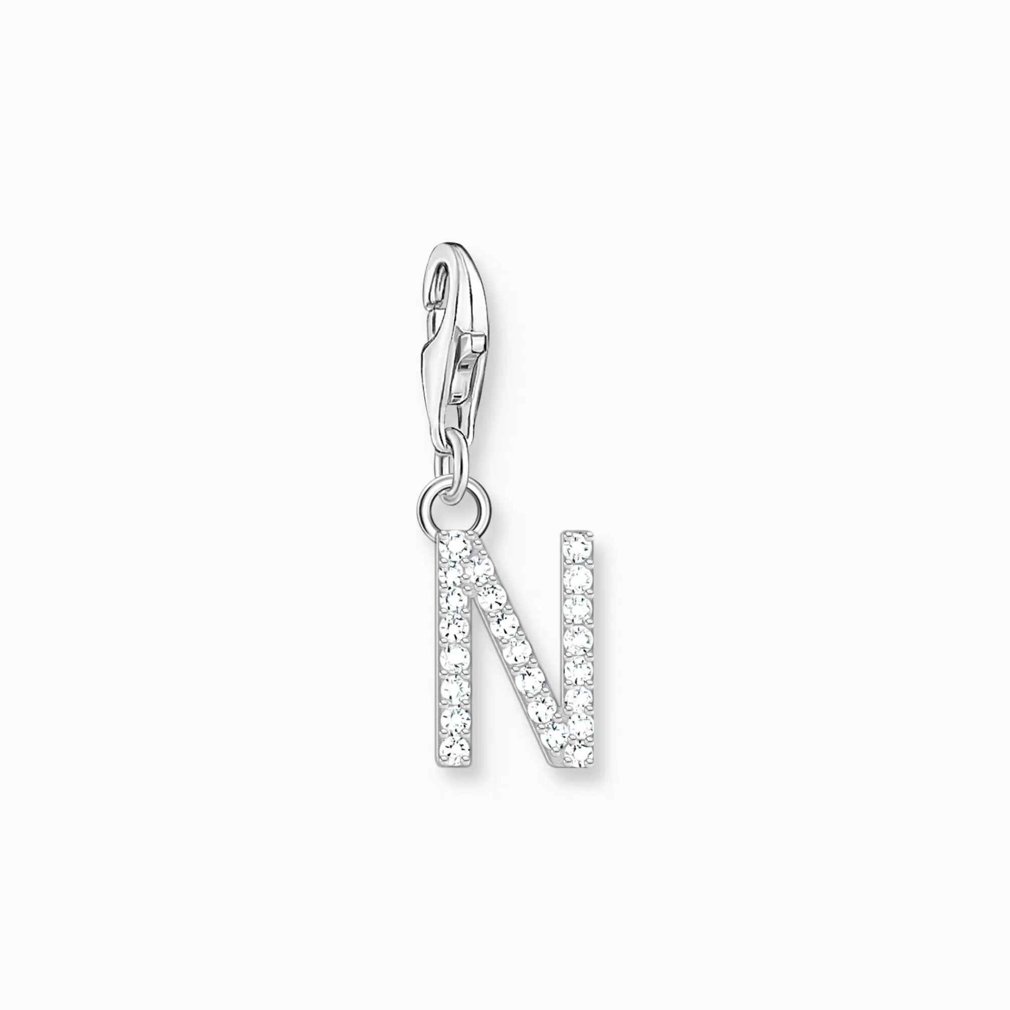 THOMAS SABO Charm pendant letter N with white stones silver-Women Charms | Charms