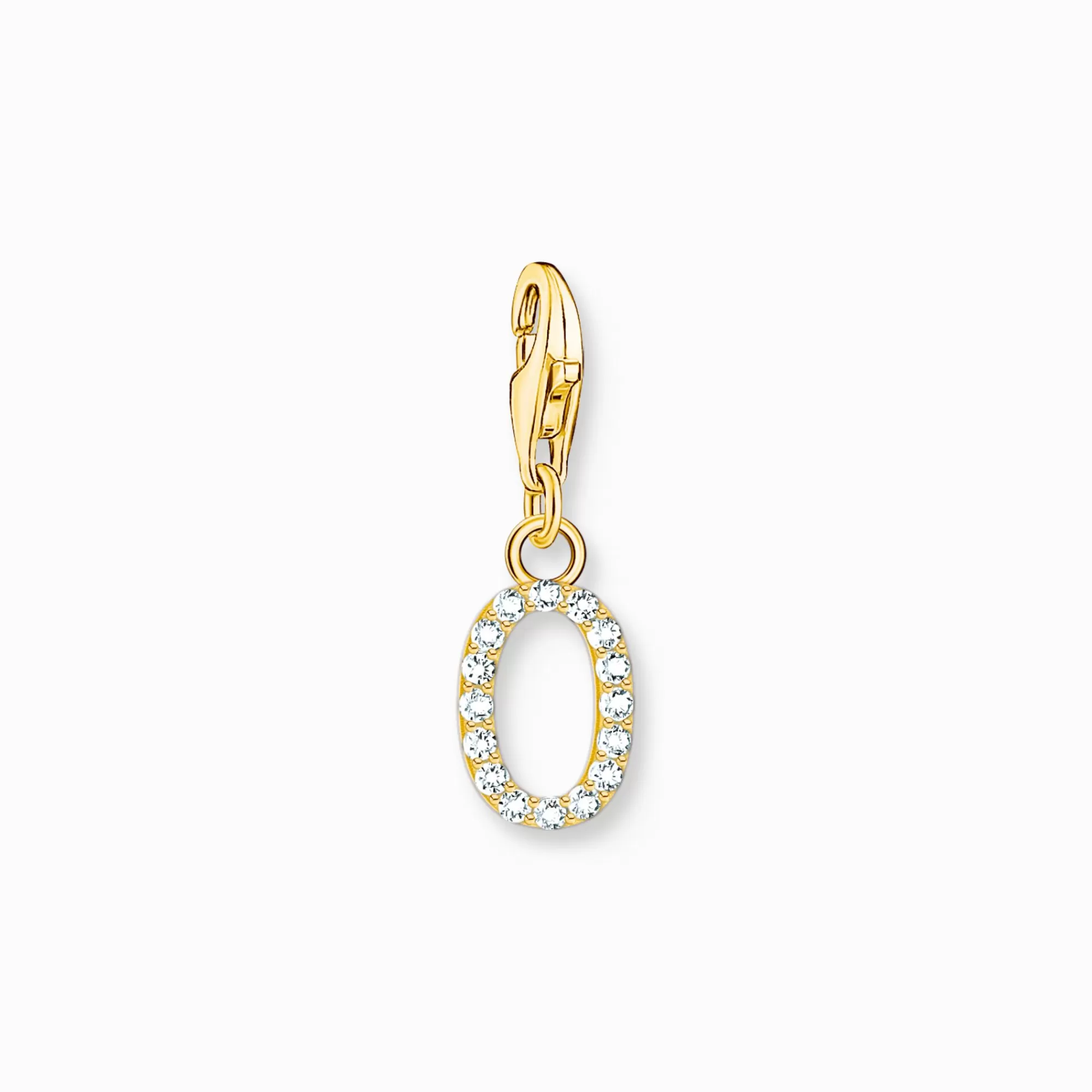 THOMAS SABO Charm pendant letter O with white stones gold plated-Women 18-Carat Gold-Plating - 925 Silver