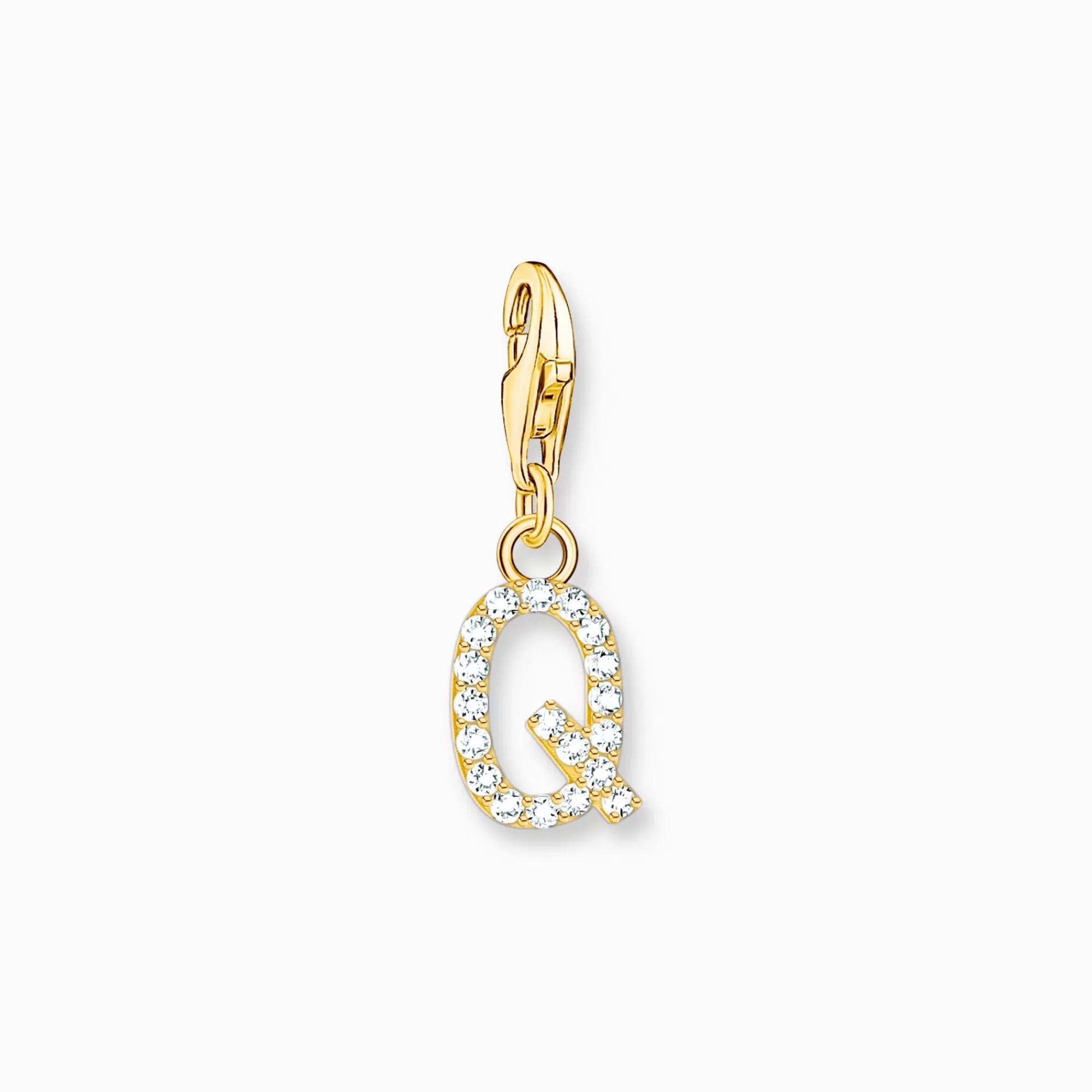 THOMAS SABO Charm pendant letter Q with white stones gold plated-Women 18-Carat Gold-Plating - 925 Silver