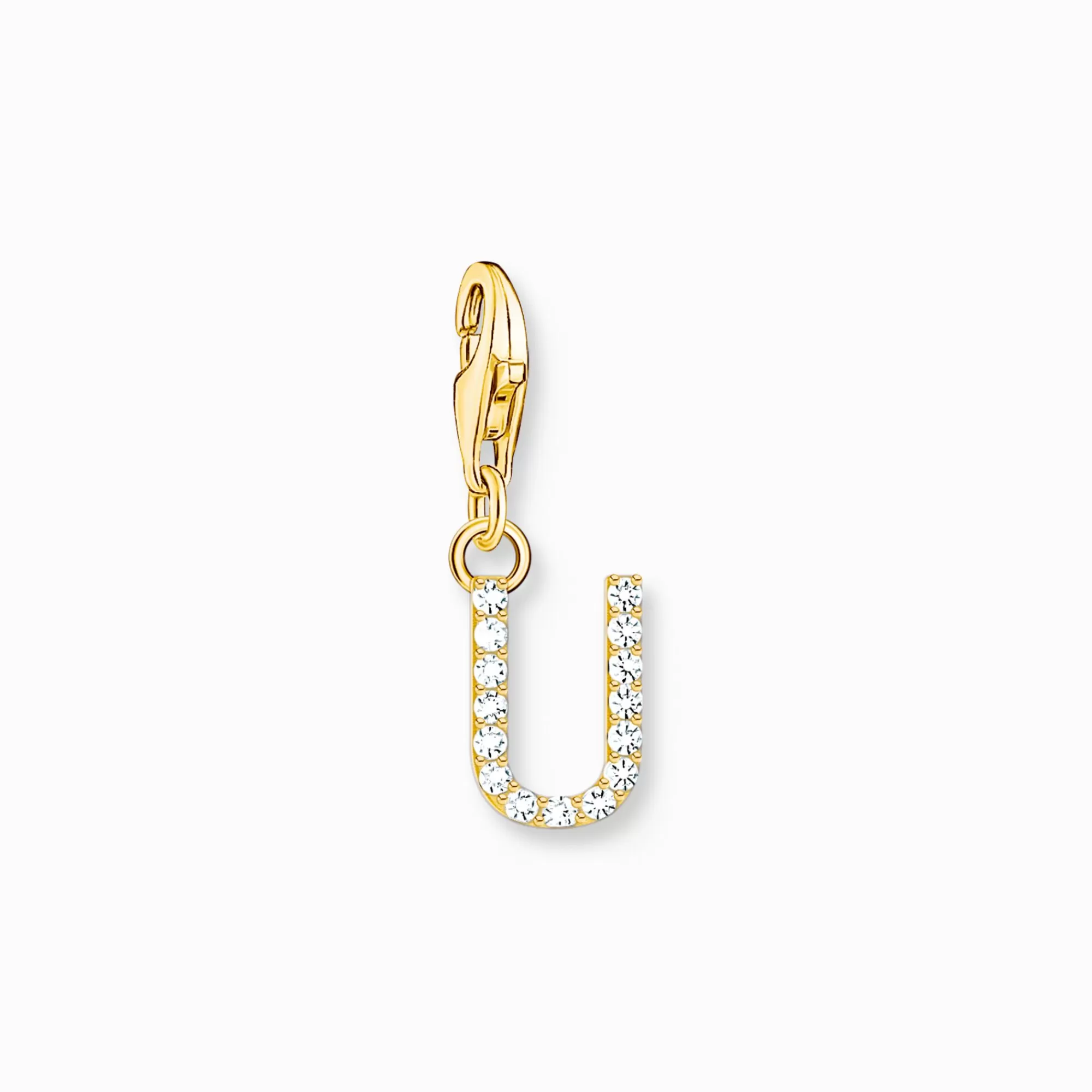 THOMAS SABO Charm pendant letter U with white stones gold plated-Women 18-Carat Gold-Plating - 925 Silver