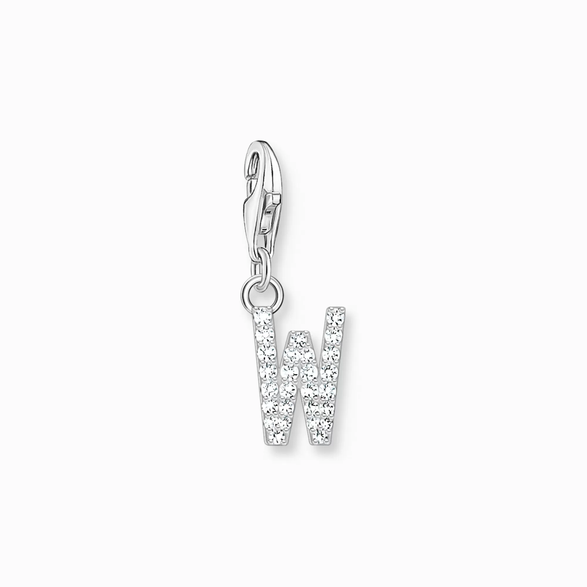 THOMAS SABO Charm pendant letter W with white stones silver-Women Charms | Charms