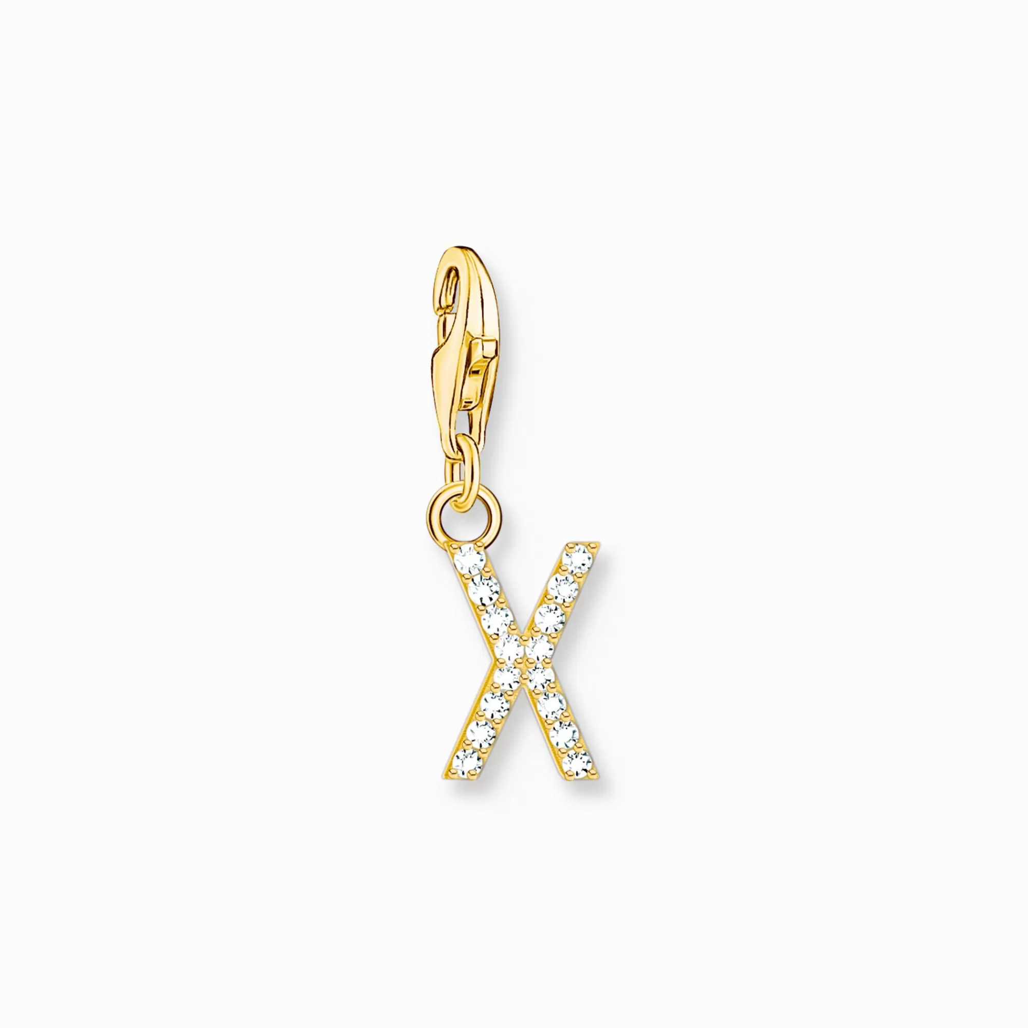 THOMAS SABO Charm pendant letter X with white stones gold plated-Women 18-Carat Gold-Plating - 925 Silver