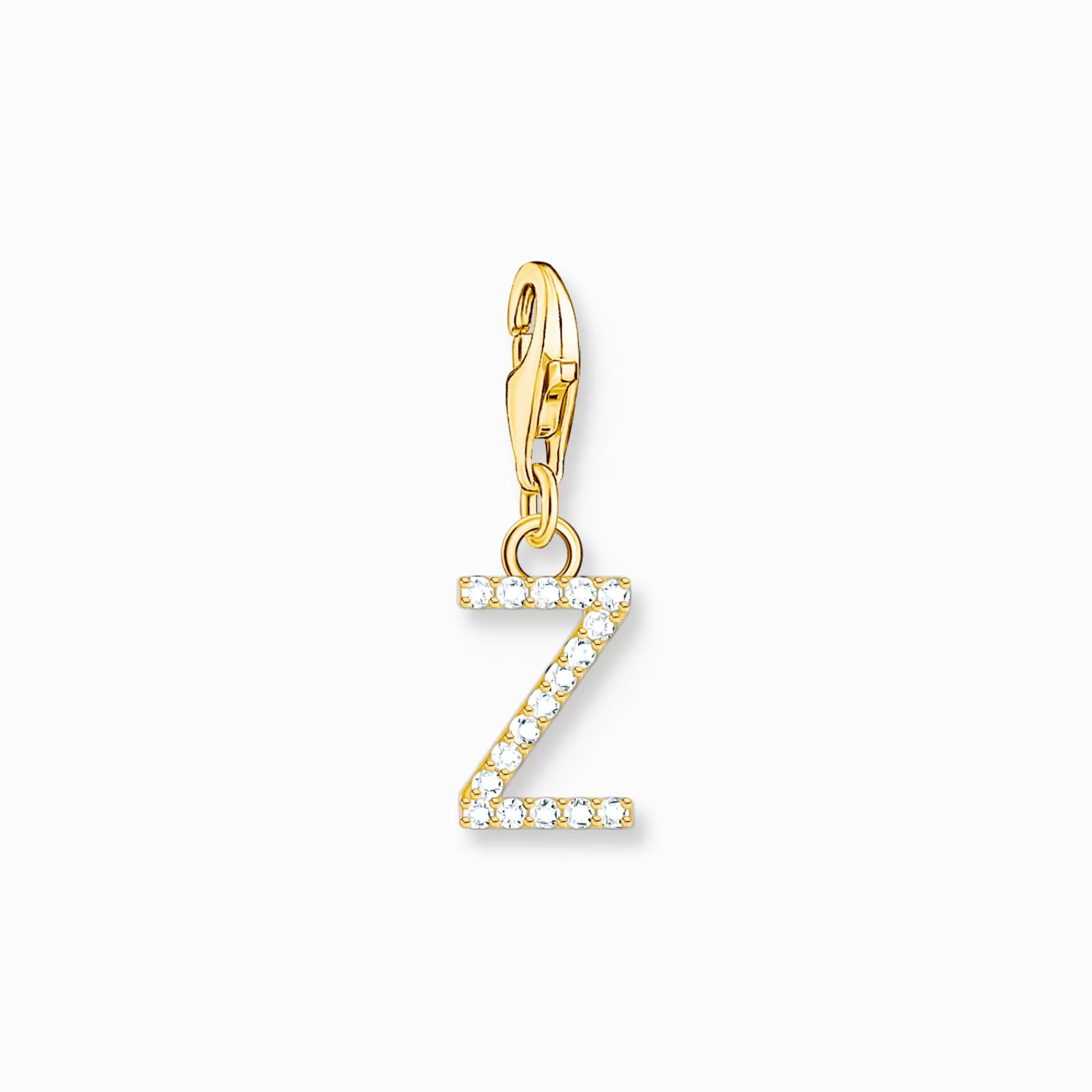 THOMAS SABO Charm pendant letter Z with white stones gold plated-Women 18-Carat Gold-Plating - 925 Silver