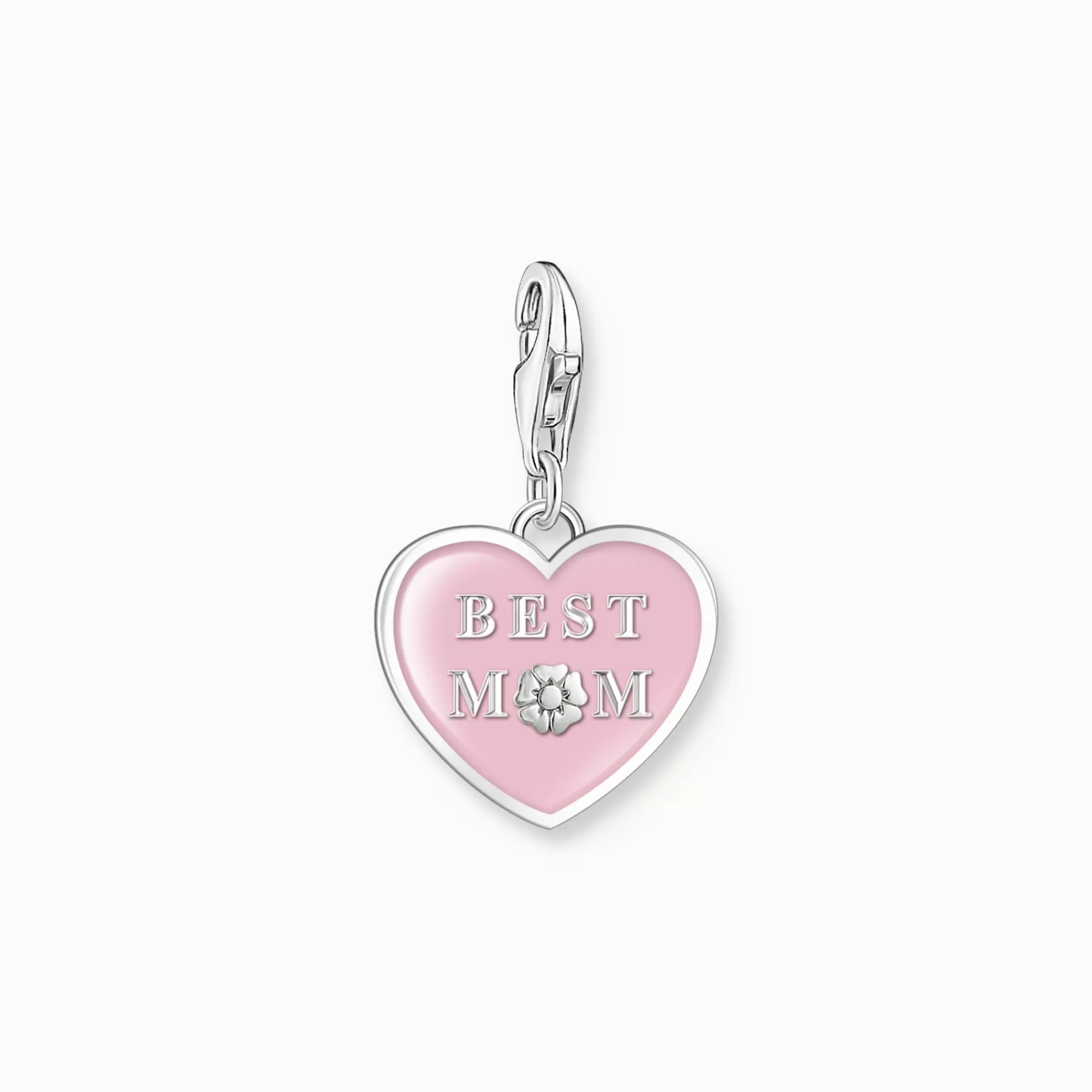 THOMAS SABO Charm pendant pink heart with Best Mom silver-Women Charms | Charms