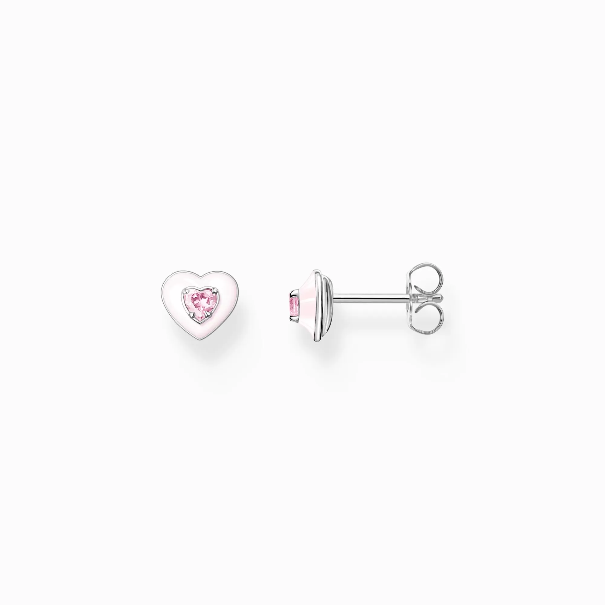 THOMAS SABO Ear studs heart with pink stones silver-Women Ear Studs