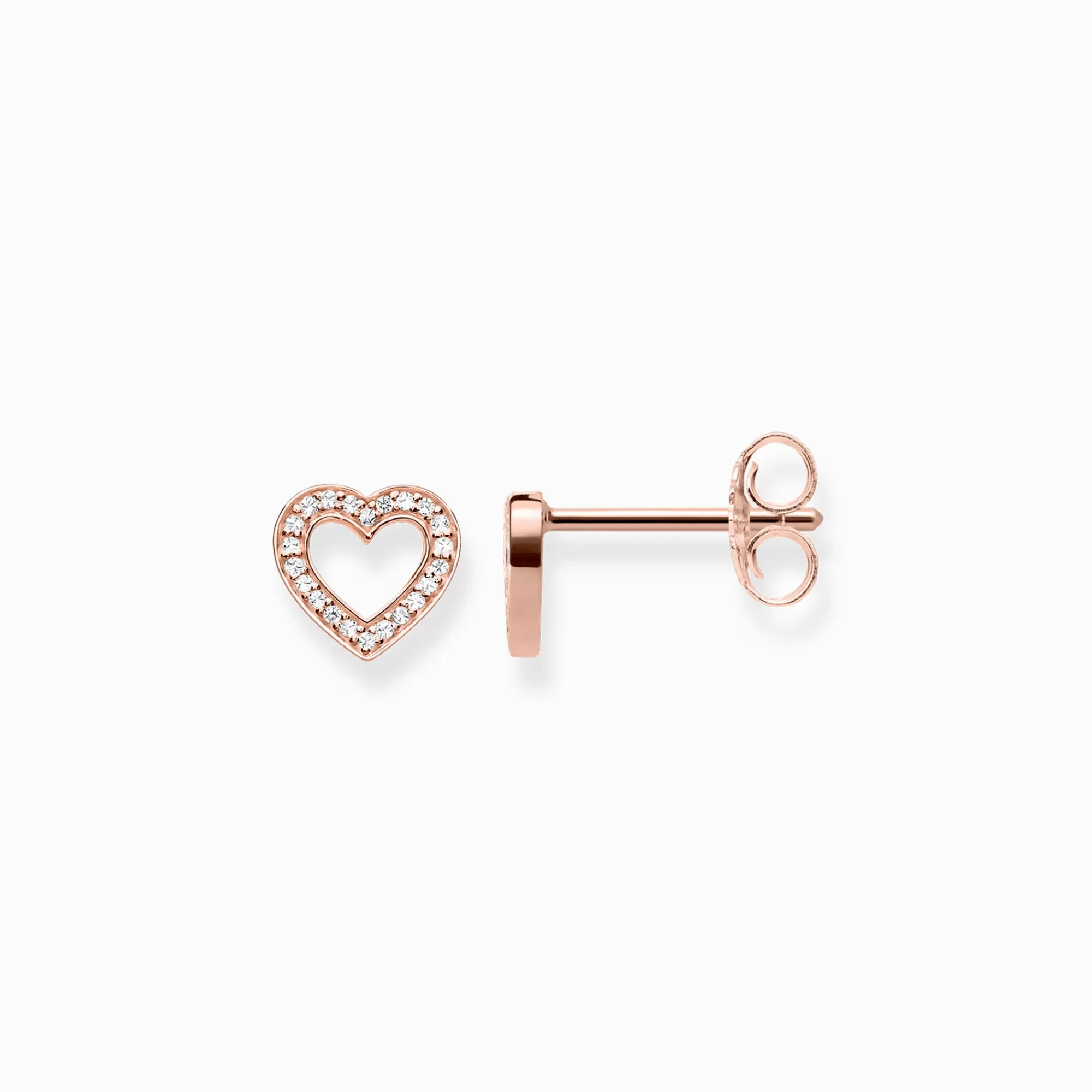 THOMAS SABO Ear studs hearts large-Women Ear Studs | 18-Carat Rose Gold Plating - 925 Silver