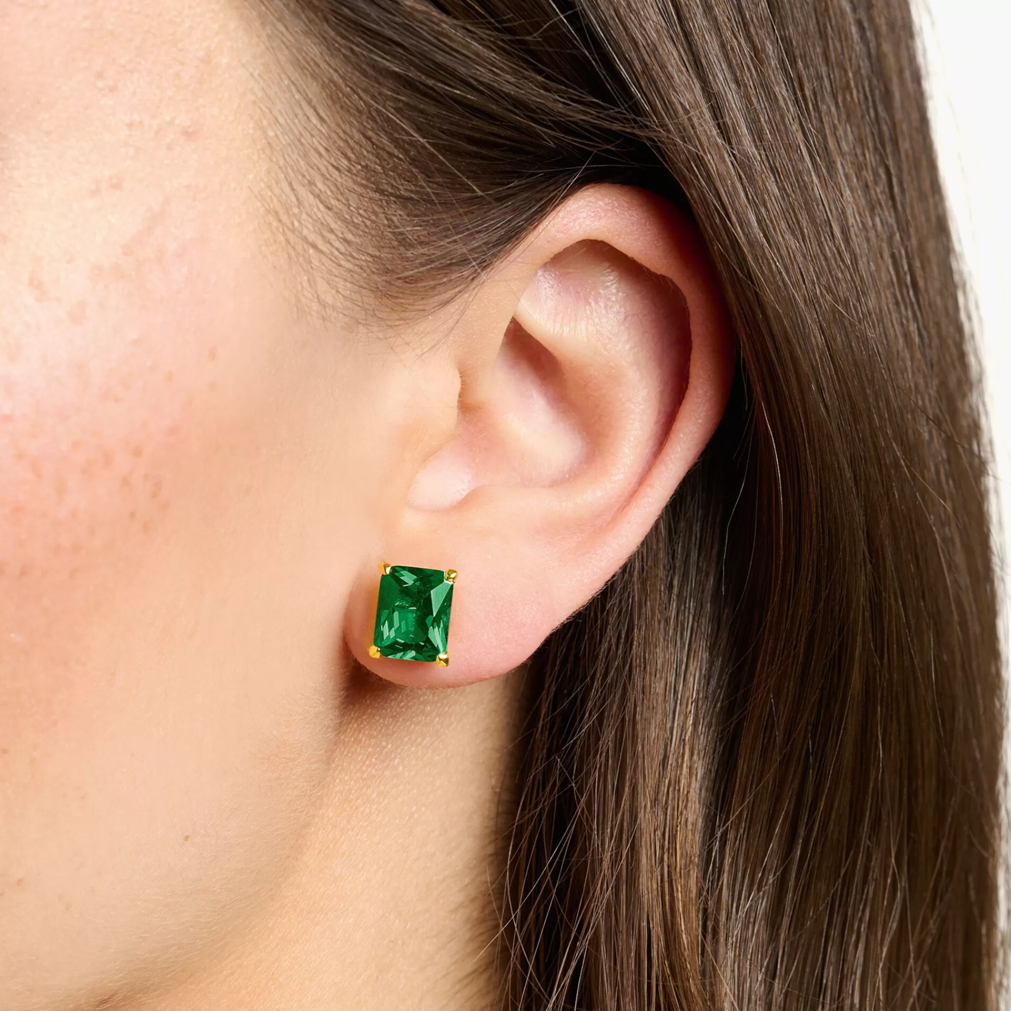 THOMAS SABO Ear studs with green stone gold plated-Women Ear Studs