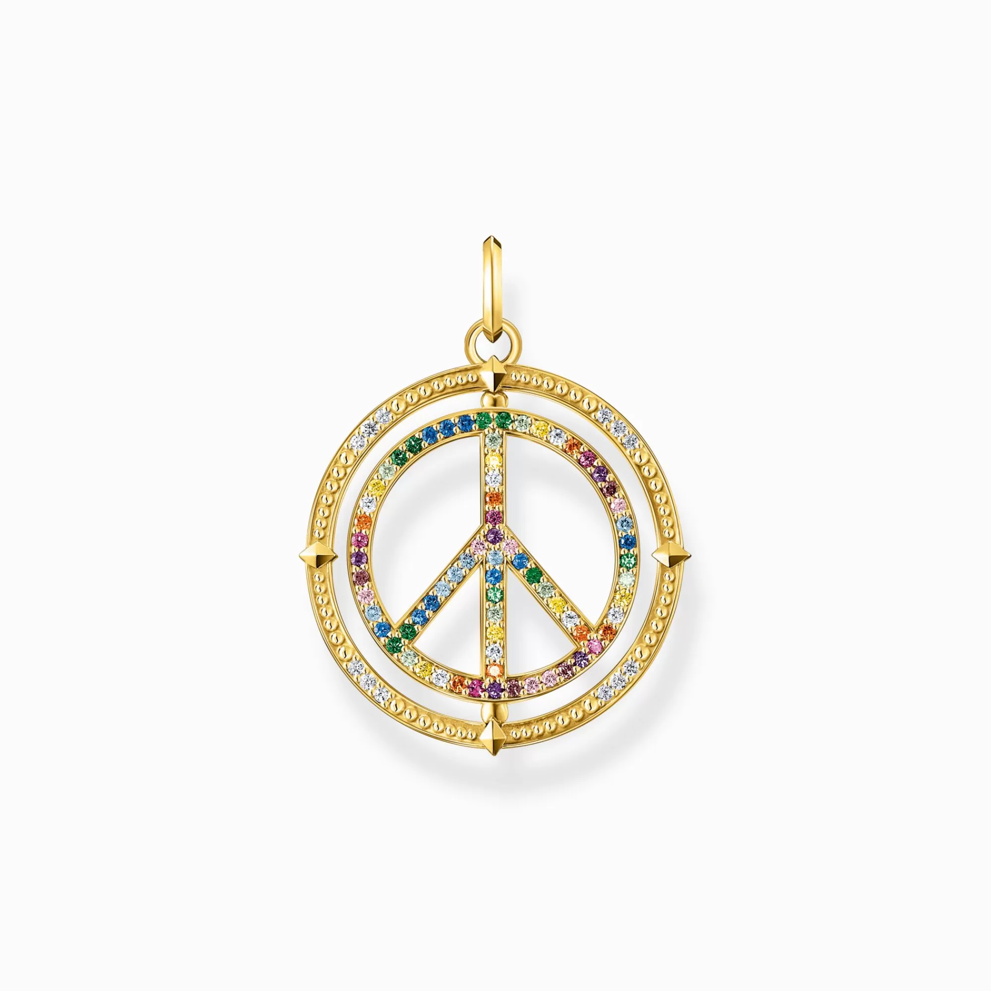 THOMAS SABO Gold plated pendant peace sign with coloured stones-Women 18-Carat Gold-Plating - 925 Silver