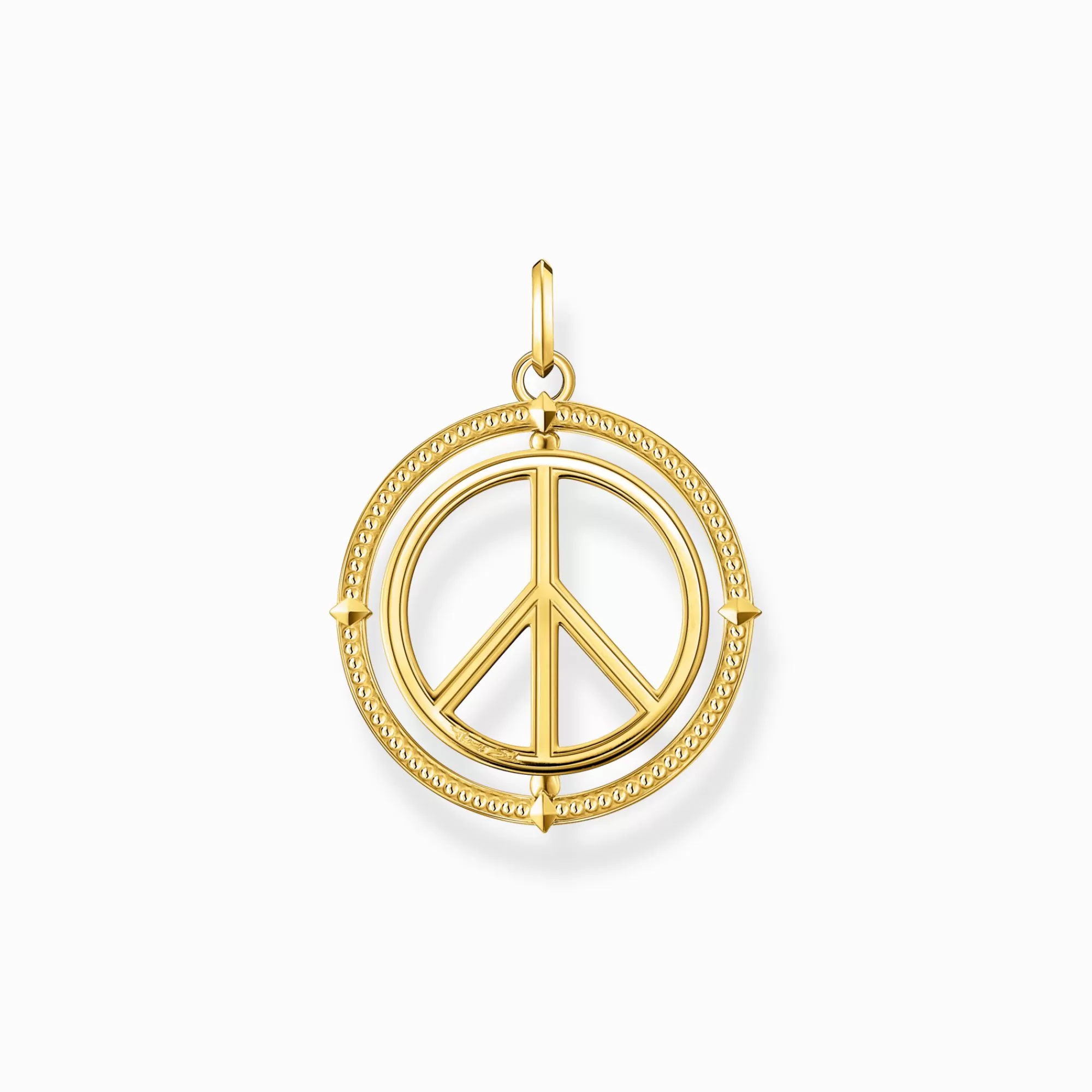 THOMAS SABO Gold plated pendant peace sign with coloured stones-Women 18-Carat Gold-Plating - 925 Silver