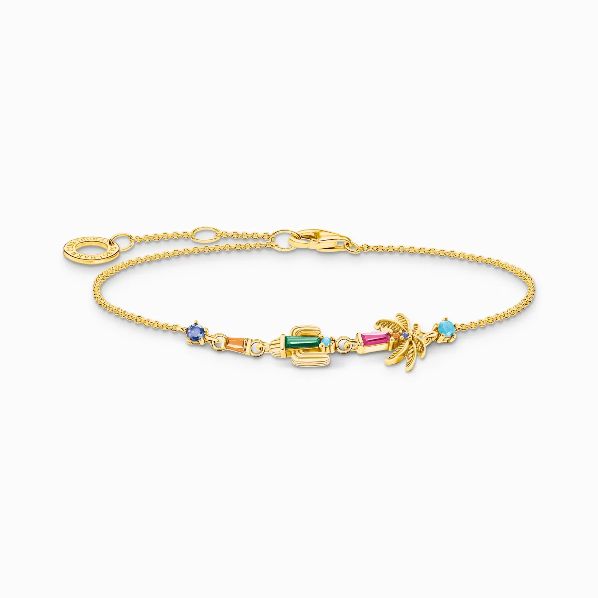 THOMAS SABO Gold-plated bracelet with colourful palm tree & cactus-Women Bracelets | 18-Carat Gold-Plating - 925 Silver