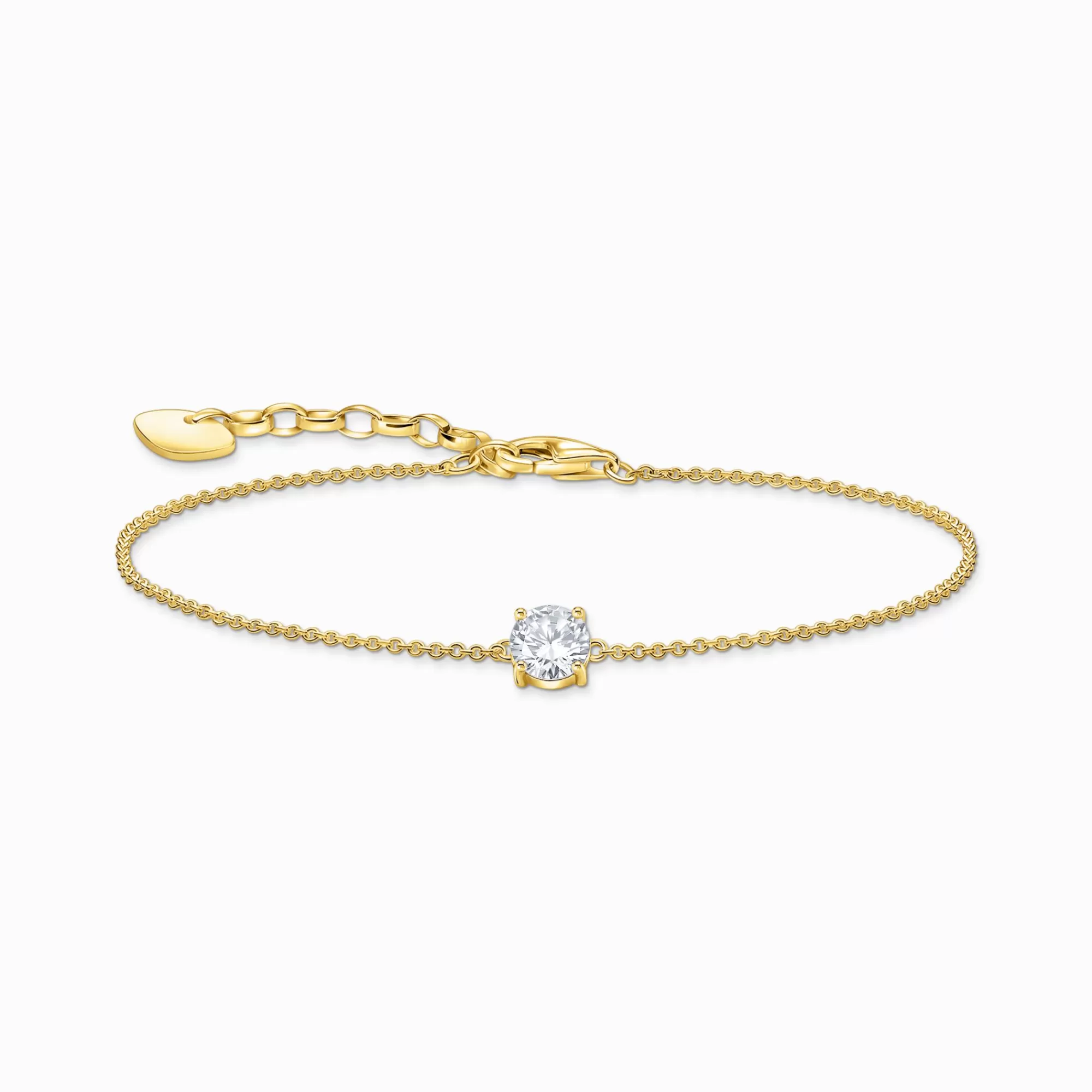 THOMAS SABO Gold-plated bracelet with white zirconia pendant-Women Bracelets | 18-Carat Gold-Plating - 925 Silver