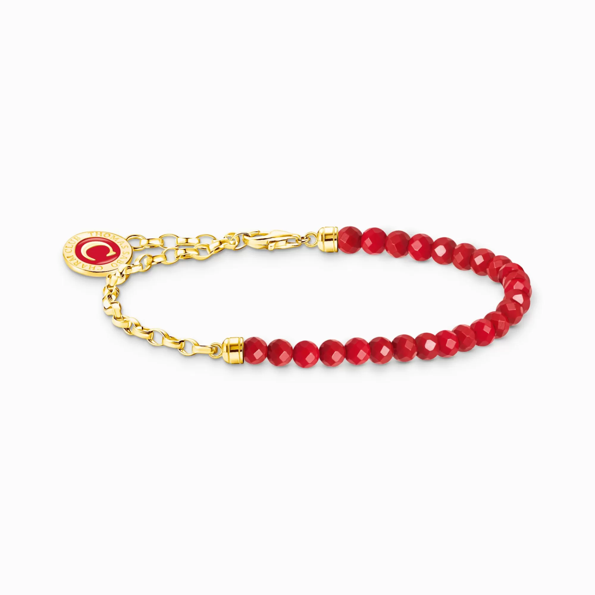 THOMAS SABO Gold-plated charm bracelet with red beads-Women Charm Bracelets | Charm Bracelets