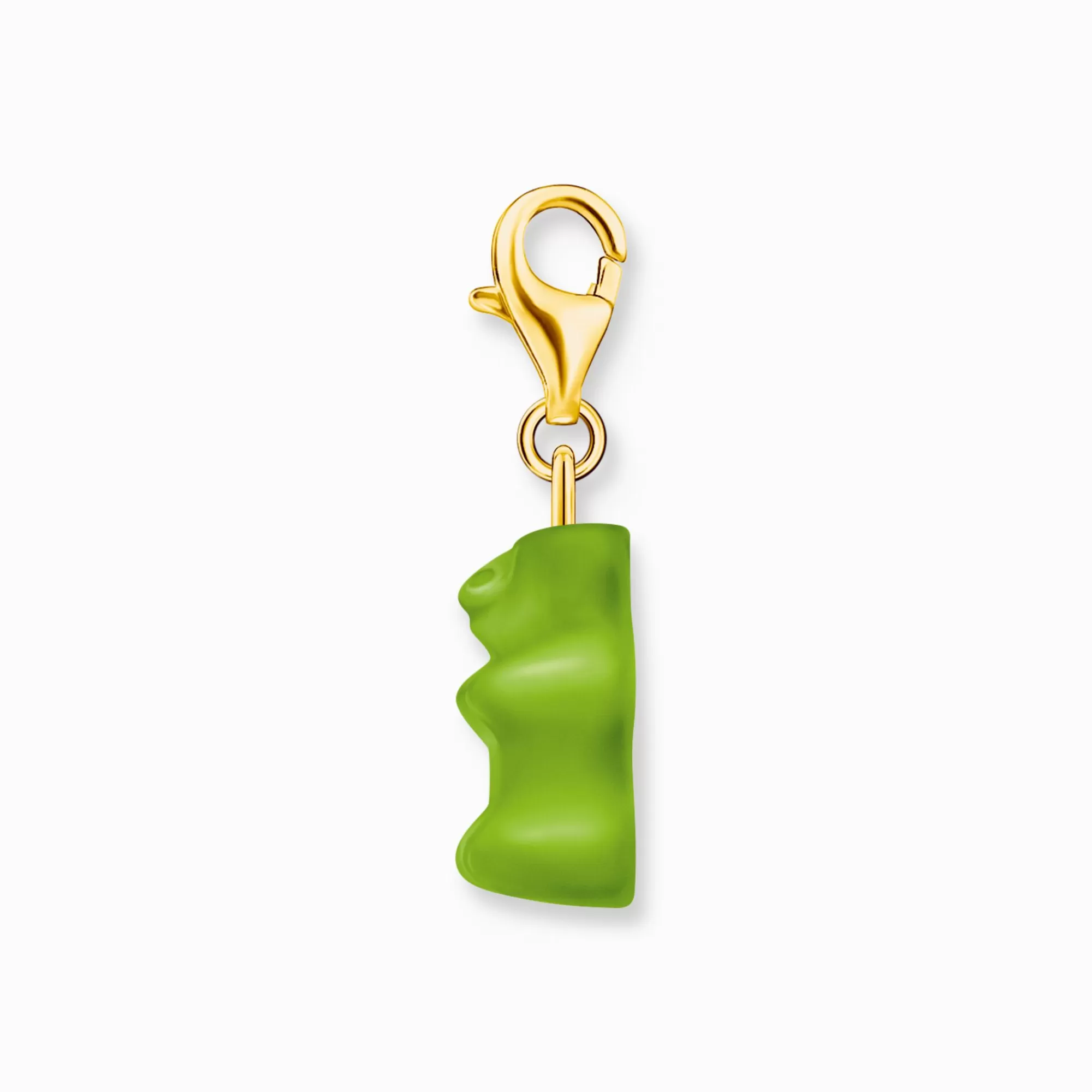 THOMAS SABO Gold-plated charm pendant goldbears in green-Women 18-Carat Gold-Plating - 925 Silver | Charms