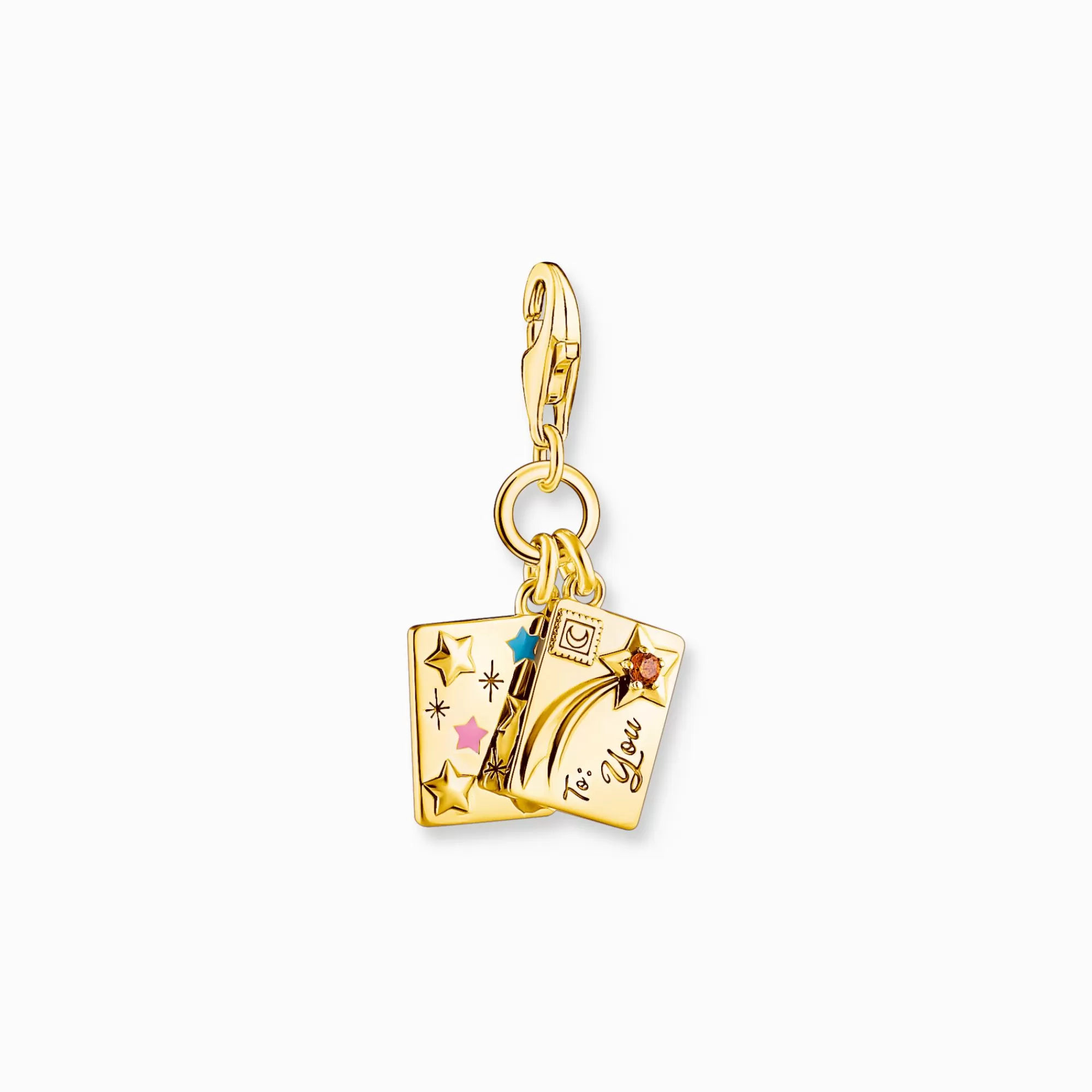 THOMAS SABO Gold-plated charm pendant letter with stones and engraving-Women Charms | Charms