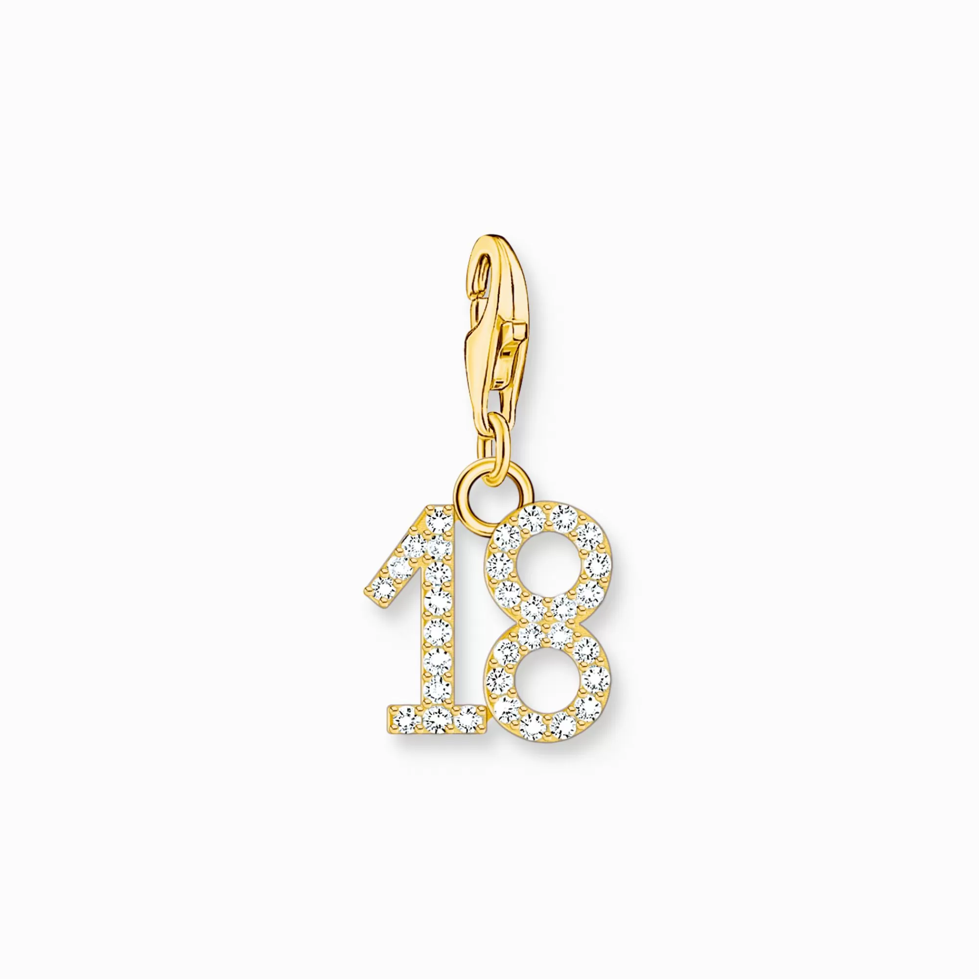 THOMAS SABO Gold-plated charm pendant number 18 with zirconia-Women Charms | Charms