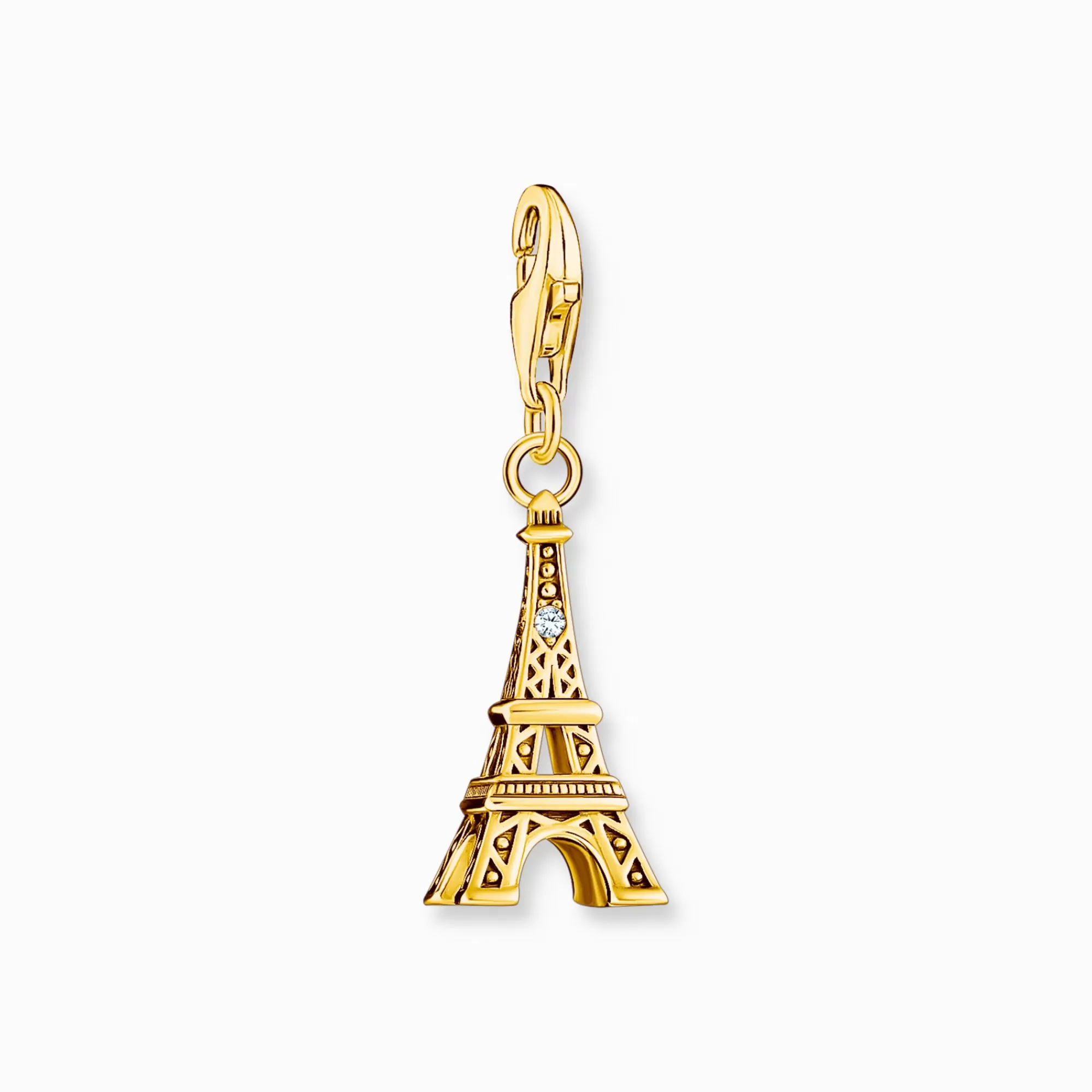 THOMAS SABO Gold-plated charm pendant with Eiffel Tower and white zirconia-Women Charms | Charms