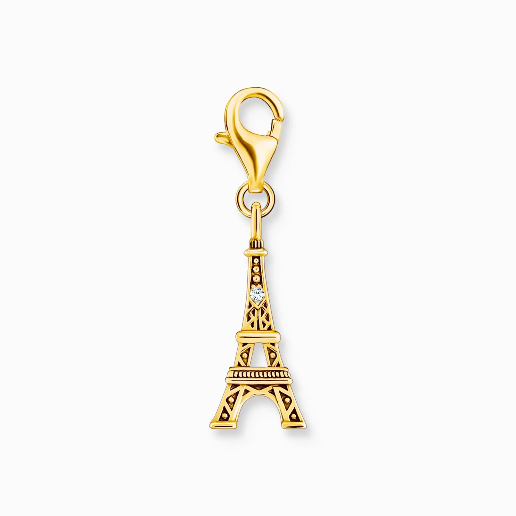 THOMAS SABO Gold-plated charm pendant with Eiffel Tower and white zirconia-Women Charms | Charms