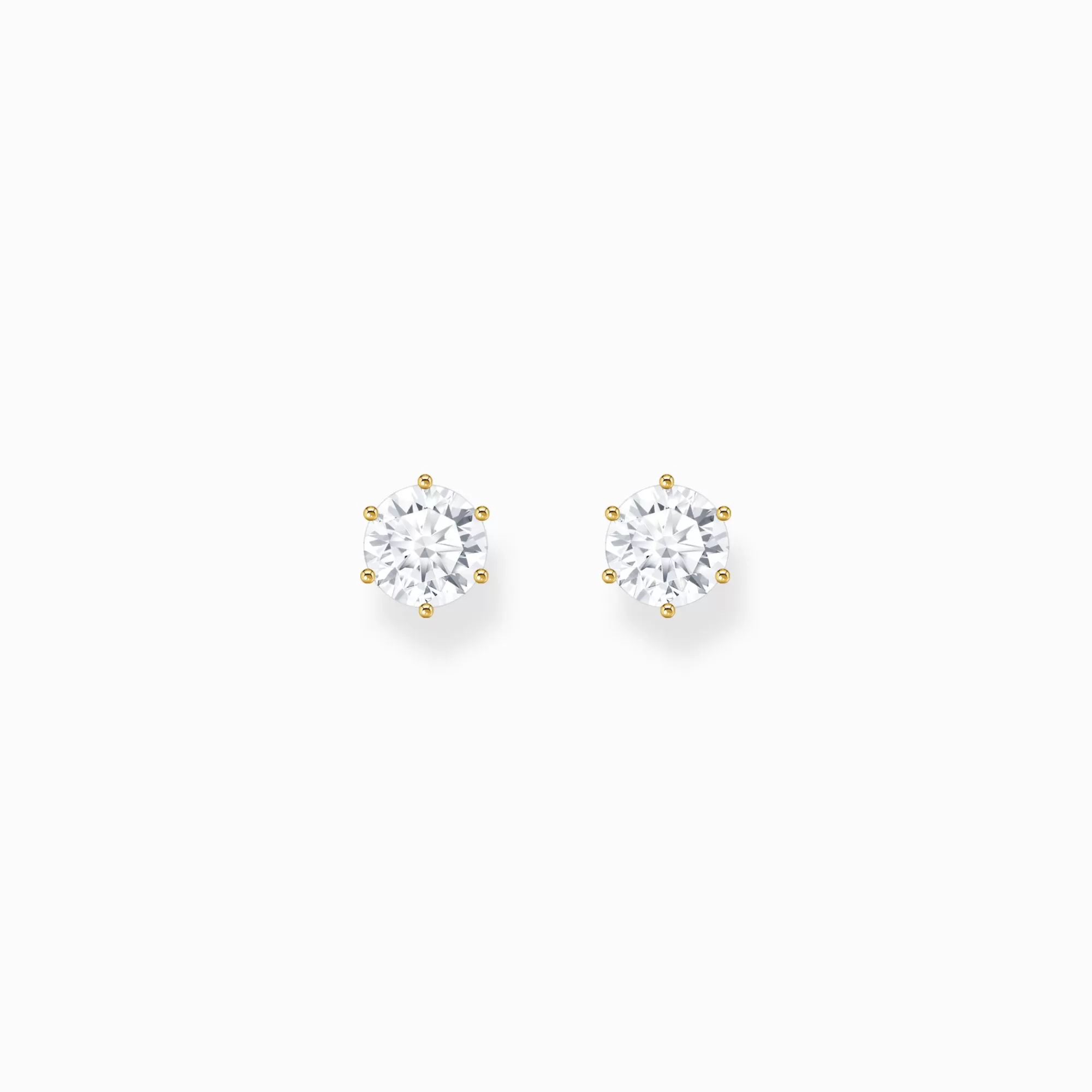 THOMAS SABO Gold-plated ear studs with big, white zirconia-Women Ear Studs | 18-Carat Gold-Plating - 925 Silver