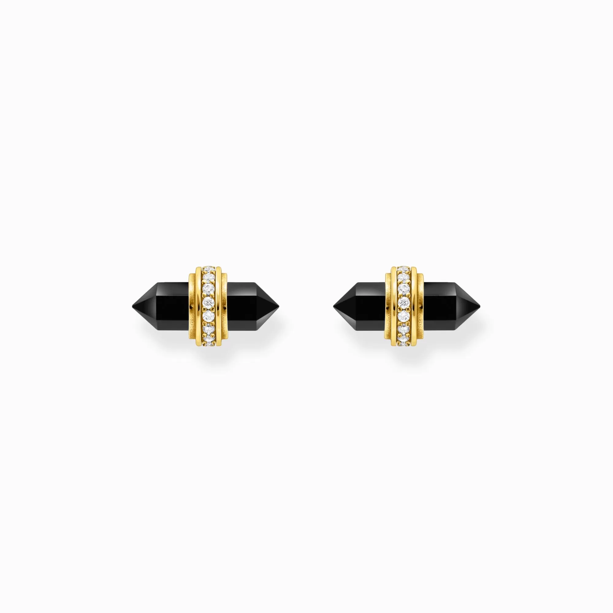 THOMAS SABO Gold-plated ear studs with hexagonal onyx-Women Ear Studs