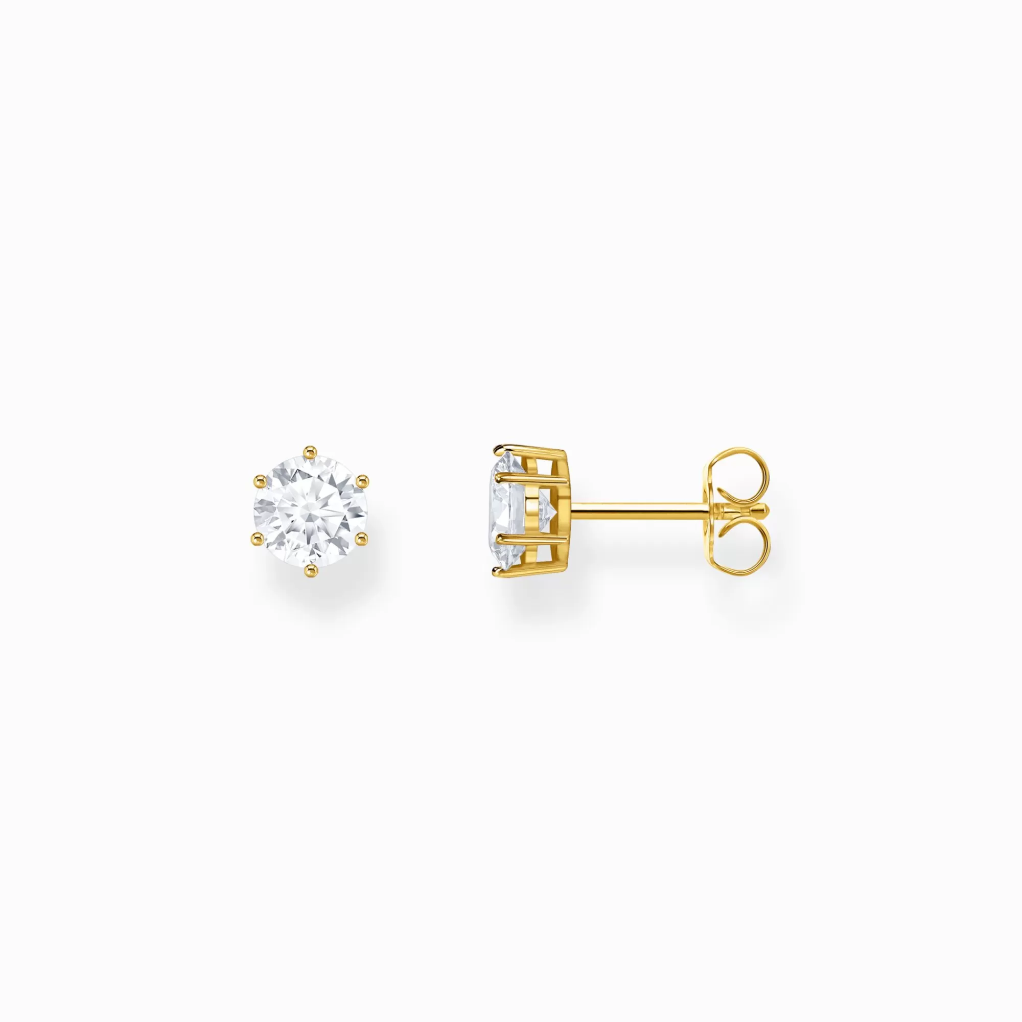 THOMAS SABO Gold-plated ear studs with white zirconia in brilliant cut-Women Ear Studs