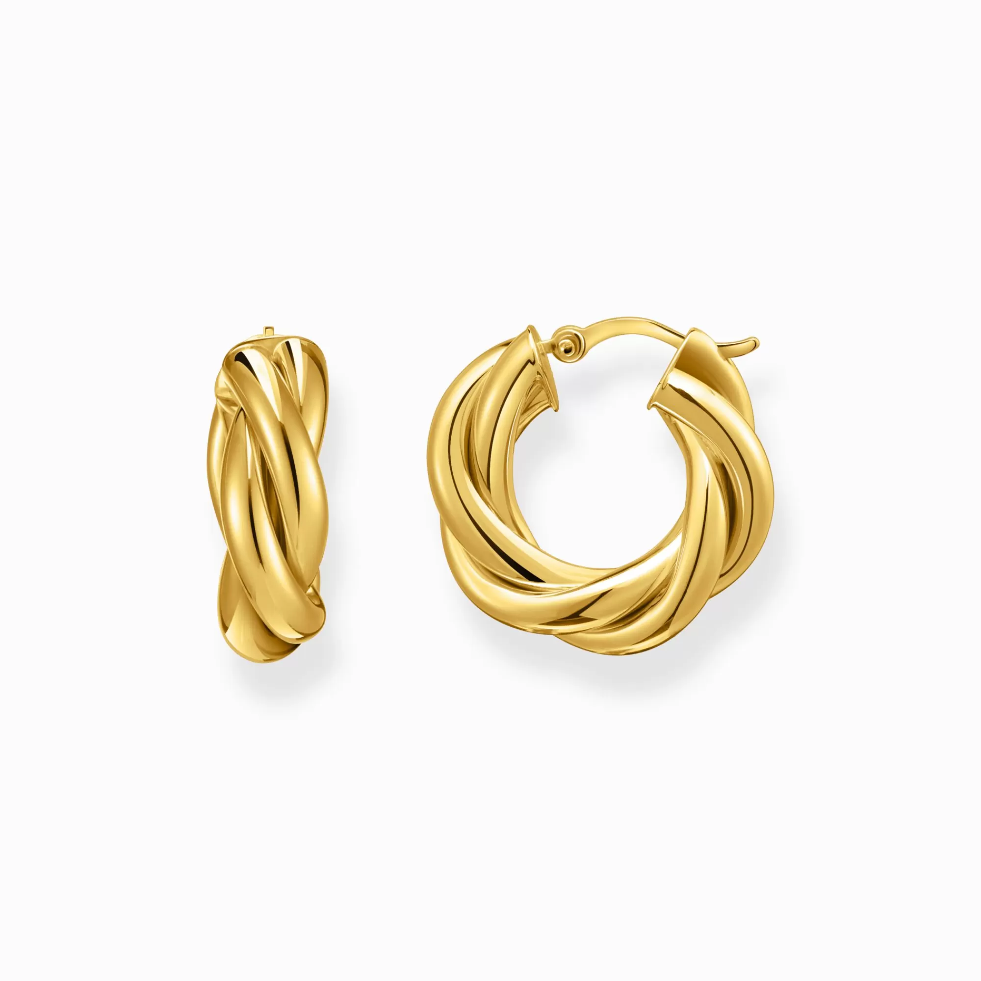 THOMAS SABO Gold-plated hoop earrings in intertwined design-Women Hoop Earrings | 18-Carat Gold-Plating - 925 Silver