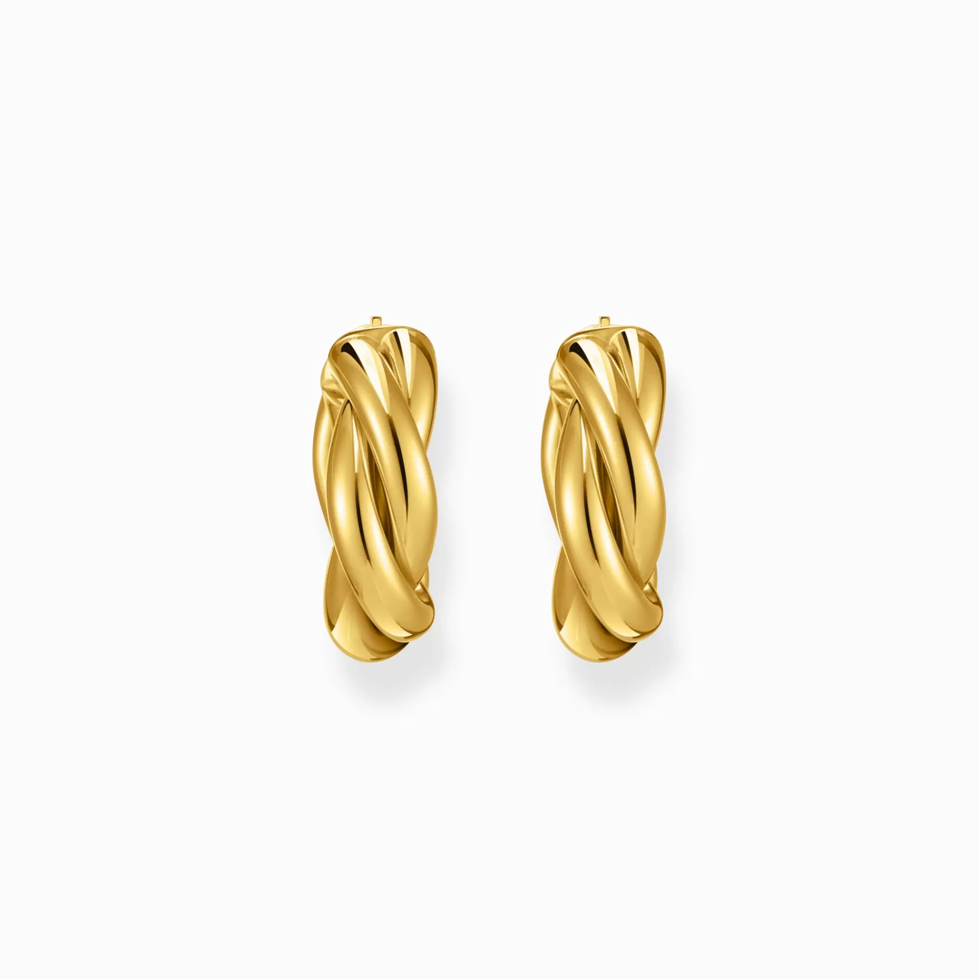 THOMAS SABO Gold-plated hoop earrings in intertwined design-Women Hoop Earrings | 18-Carat Gold-Plating - 925 Silver