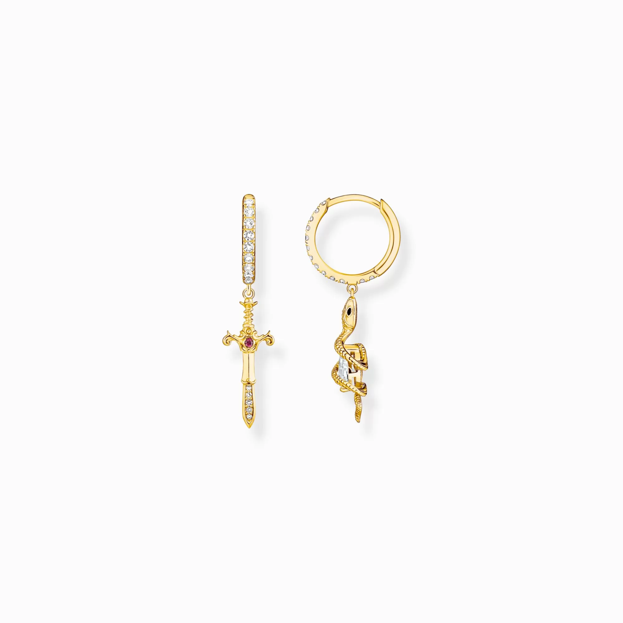 THOMAS SABO Gold-plated hoop earrings with pendant Tempting Romance-Women Hoop Earrings | 18-Carat Gold-Plating - 925 Silver