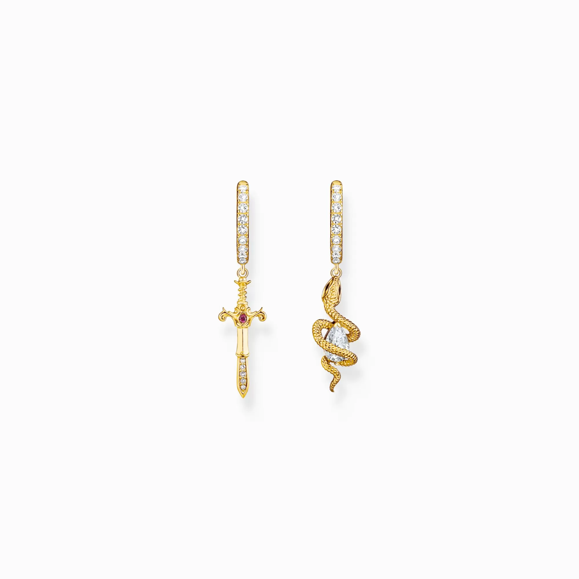 THOMAS SABO Gold-plated hoop earrings with pendant Tempting Romance-Women Hoop Earrings | 18-Carat Gold-Plating - 925 Silver